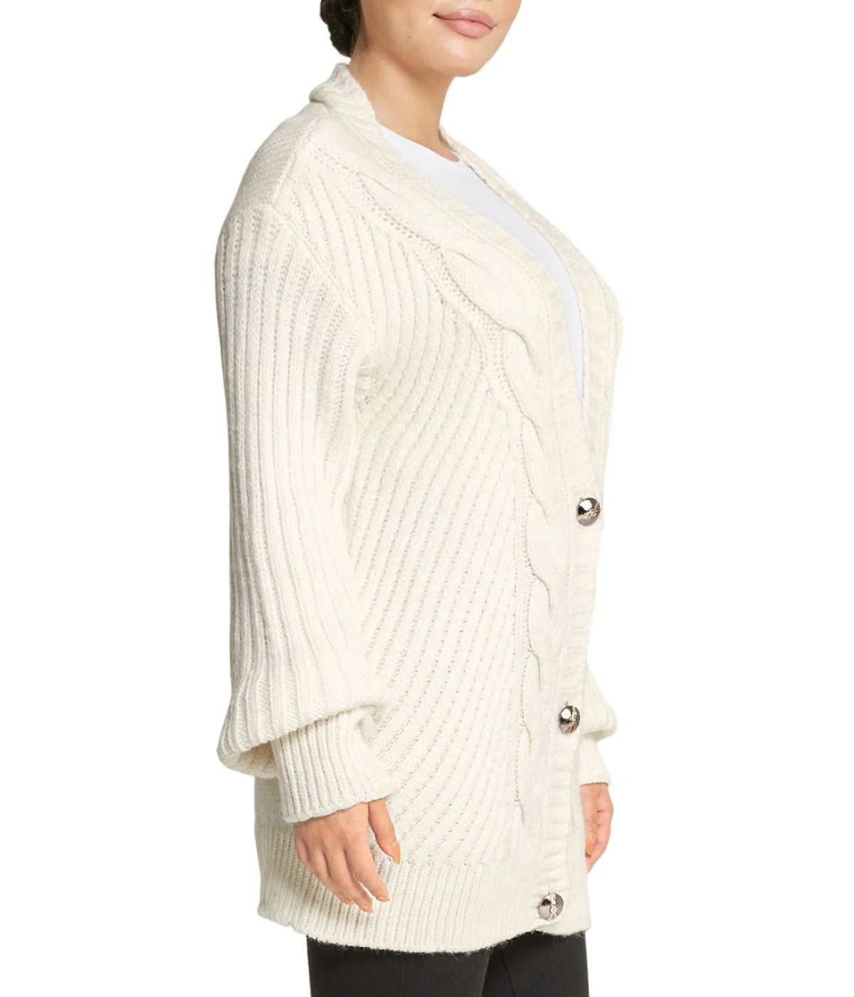 Deep V Cable Cardigan - Image 3