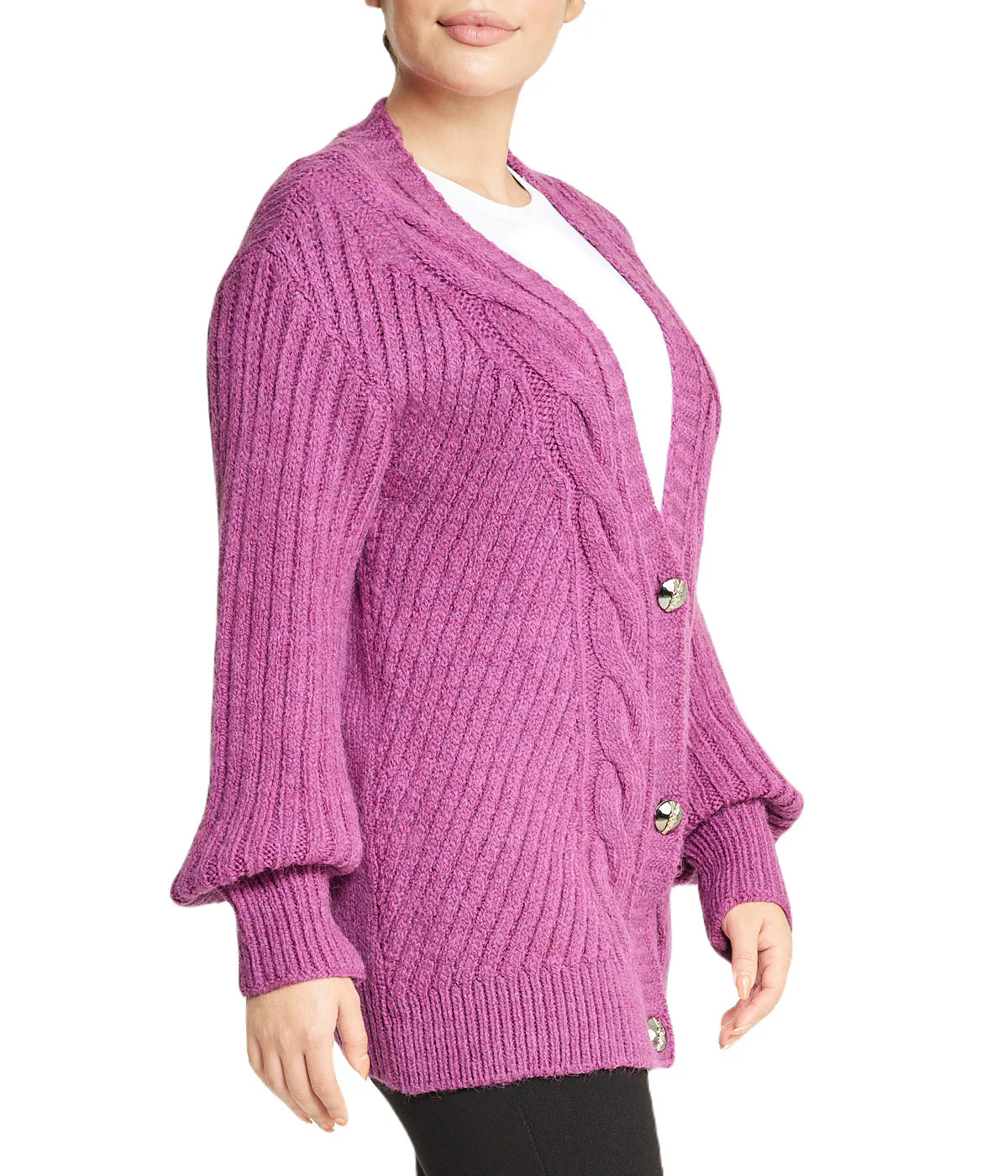 Deep V Cable Cardigan - Image 3