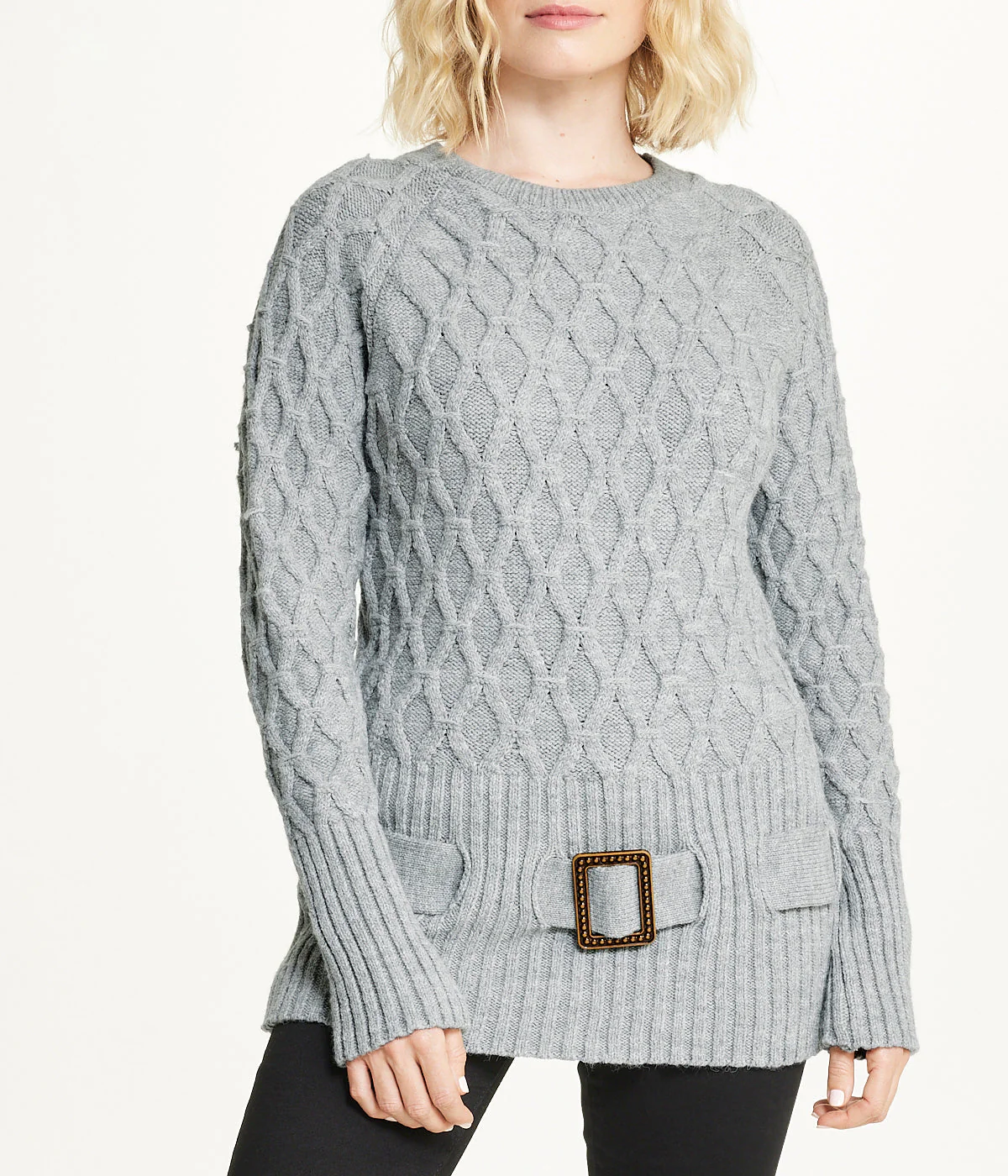 Diamond Belted Tunic Sweater - Image 5