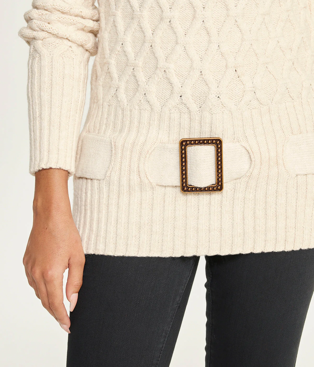 Diamond Belted Tunic Sweater - Image 3