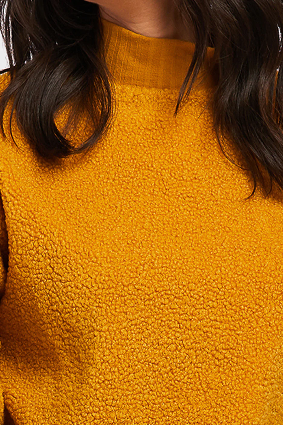 Domino Long Sleeve Pullover Top Ribbed Cuff Hem And Mock Neck - Image 3