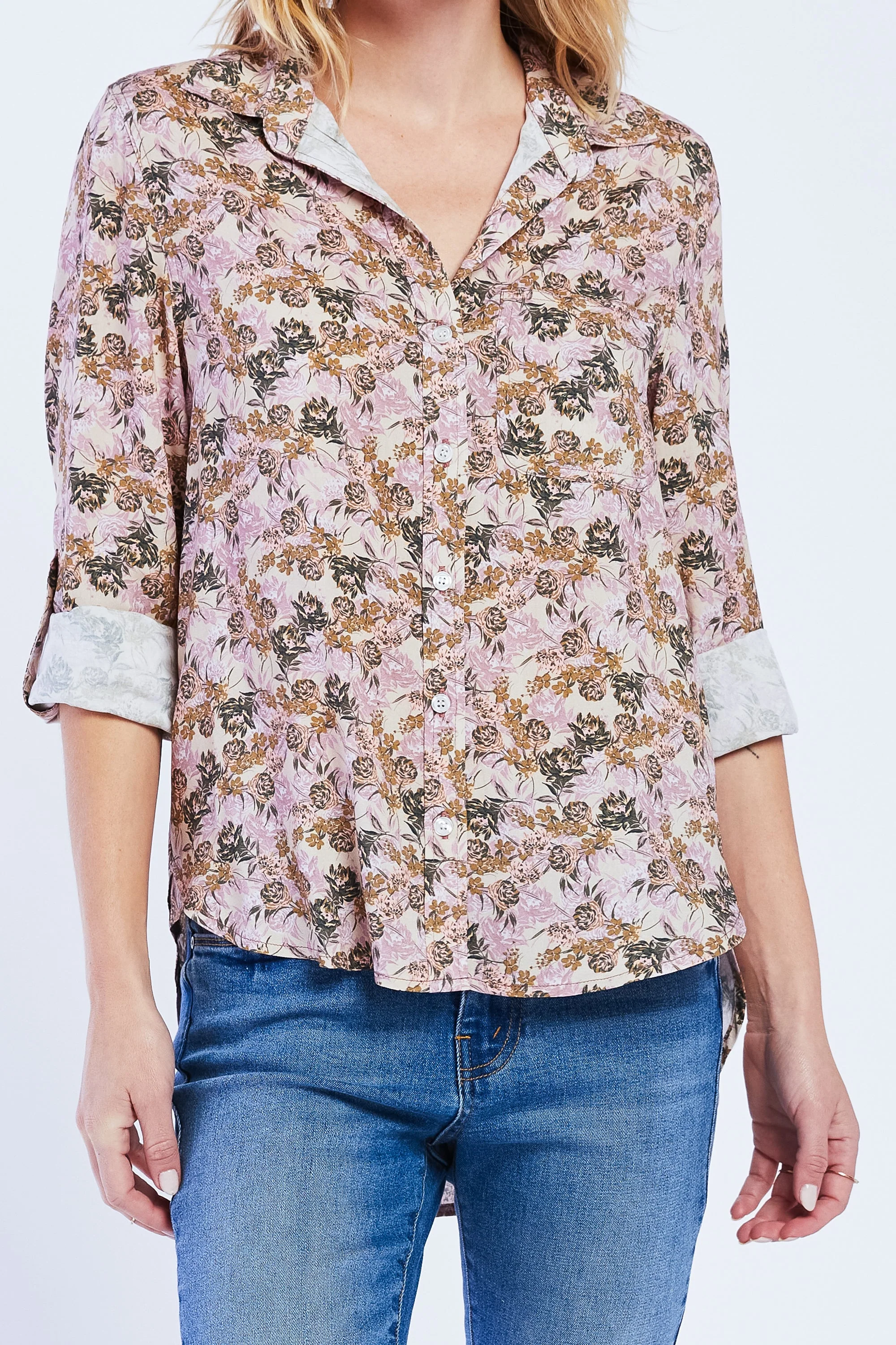 Elisa Rolled Tab Sleeve Button Down Shirt - Image 3