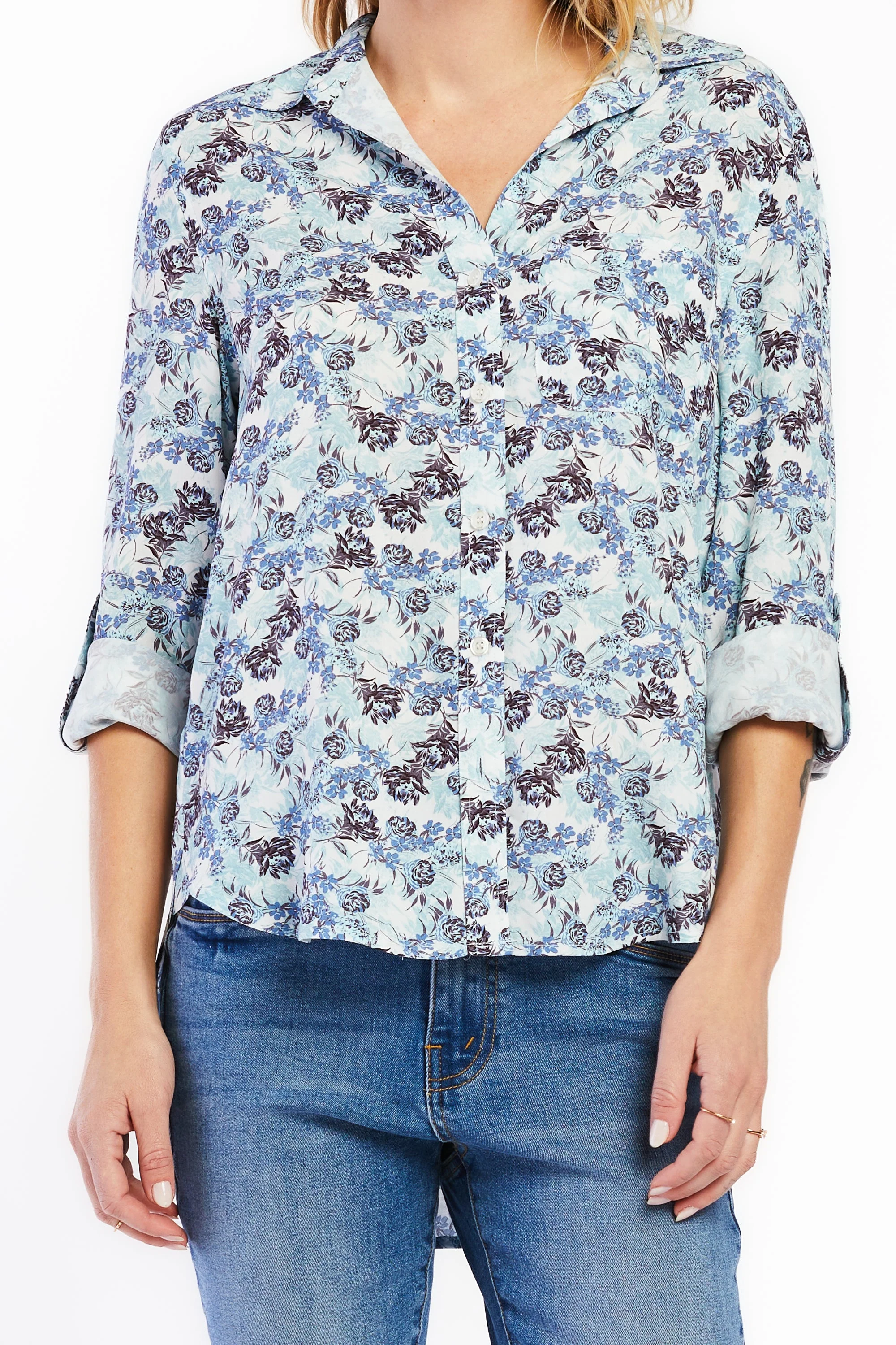 Elisa Rolled Tab Sleeve Button Down Shirt - Image 2