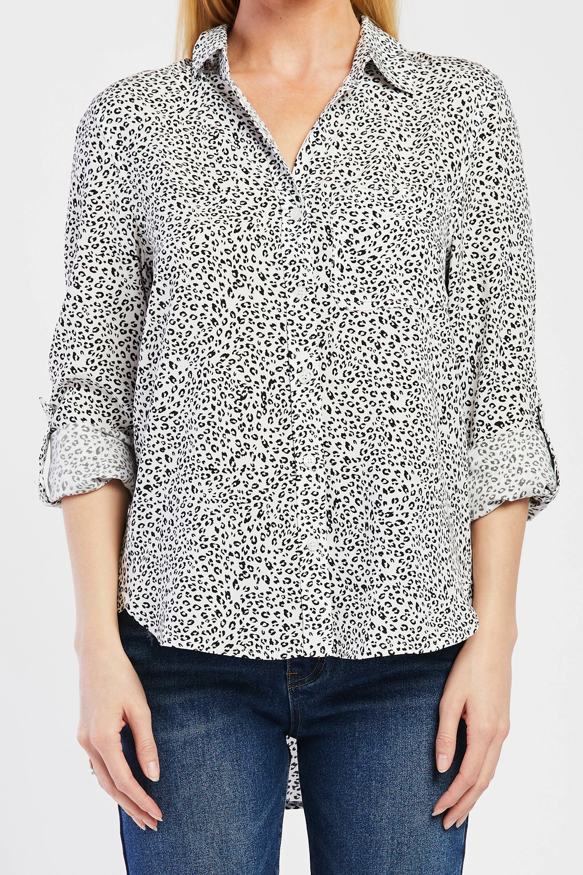 Elisa Tab Sleeve Button Down Shirt Single Chest Pocket - Image 2