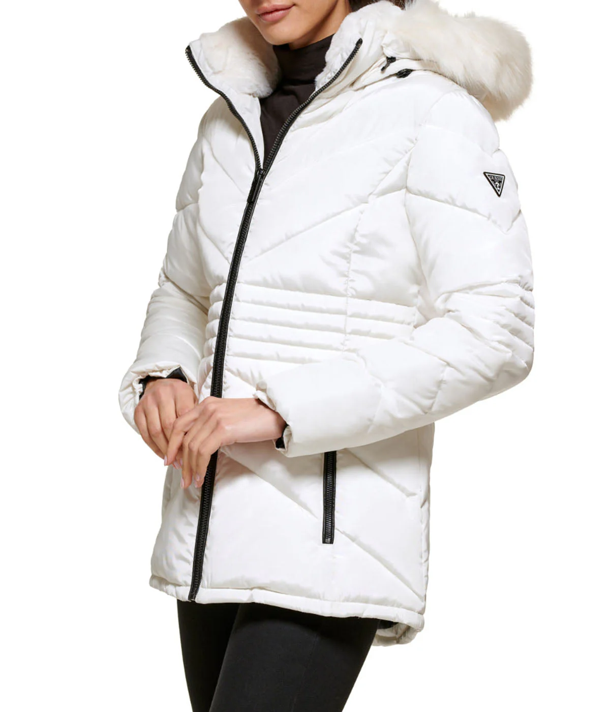 Faux Fur Trim Puffer Jacket Milk - Image 4