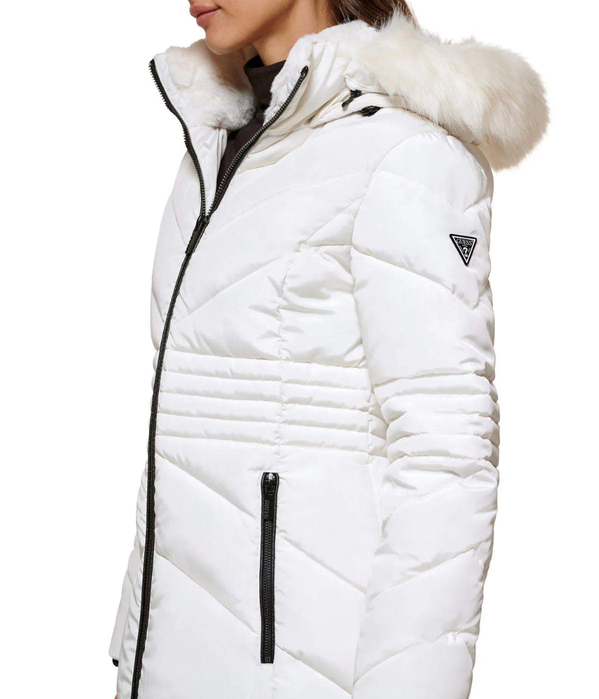 Faux Fur Trim Puffer Jacket Milk - Image 5