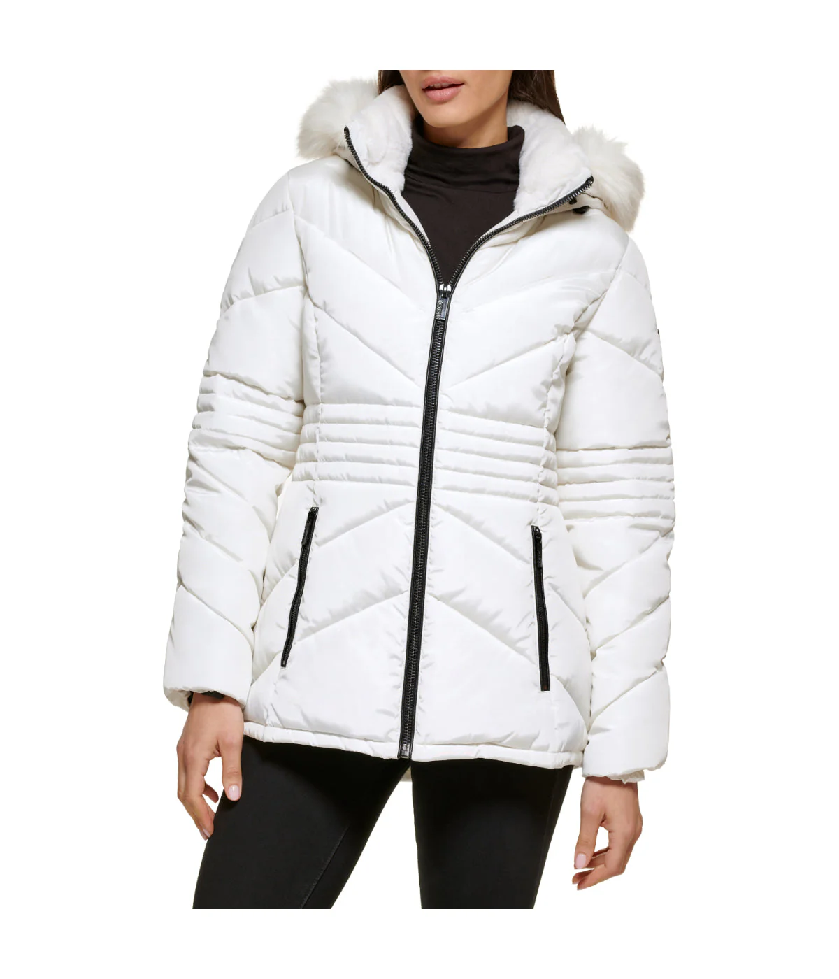 Faux Fur Trim Puffer Jacket Milk - Image 6