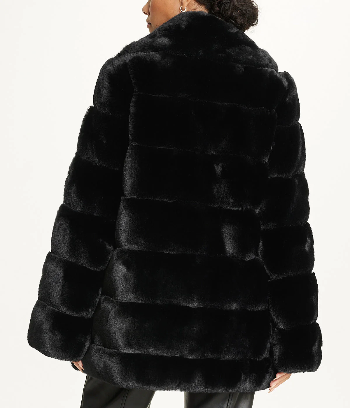 Faux Fur With Lapel Collar Black - Image 2