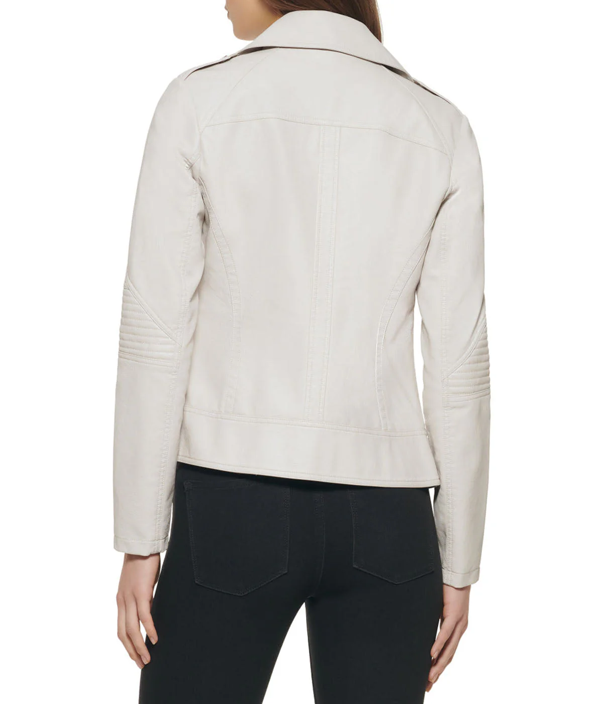 Faux Leather Asymmetrical Moto Jacket Stone - Image 3