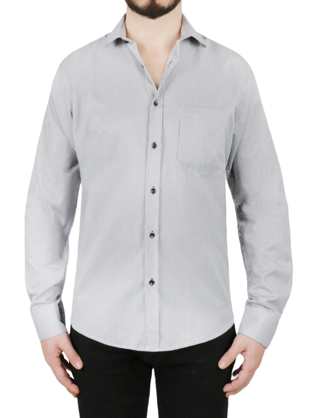 Gray Stripe Dress Shirt - Image 2