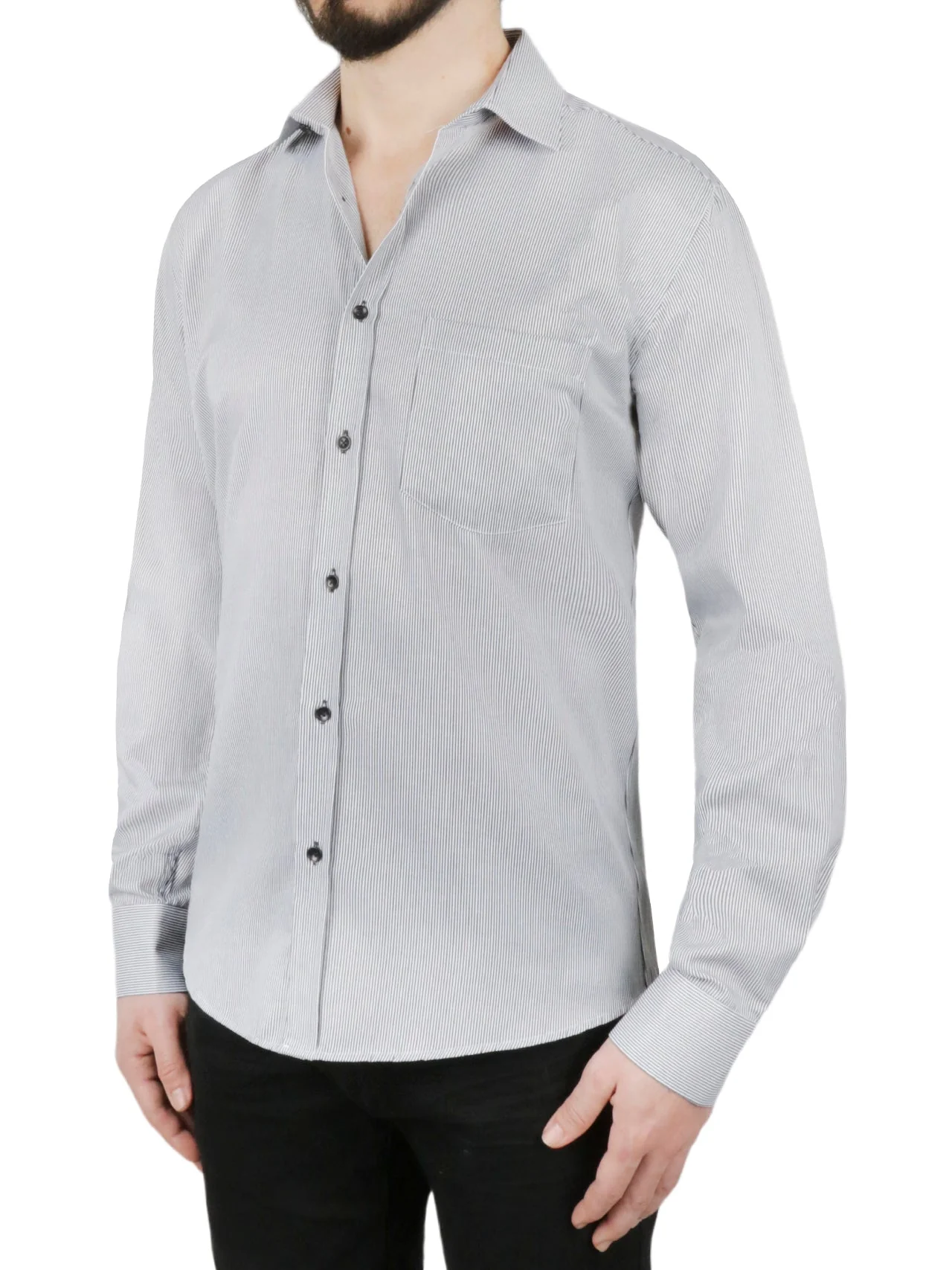 Gray Stripe Dress Shirt - Image 4