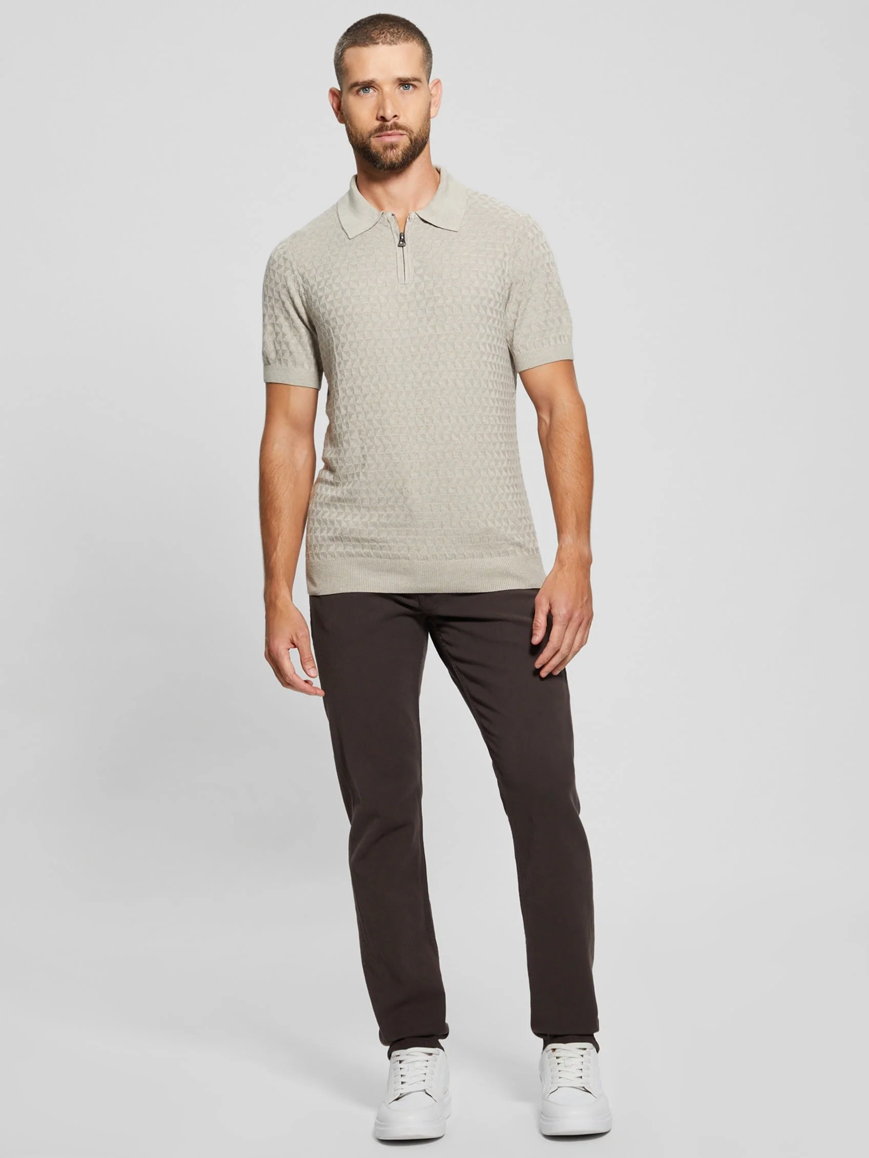 Kyle Checkered Zip Short Sleeve Polo - Image 4