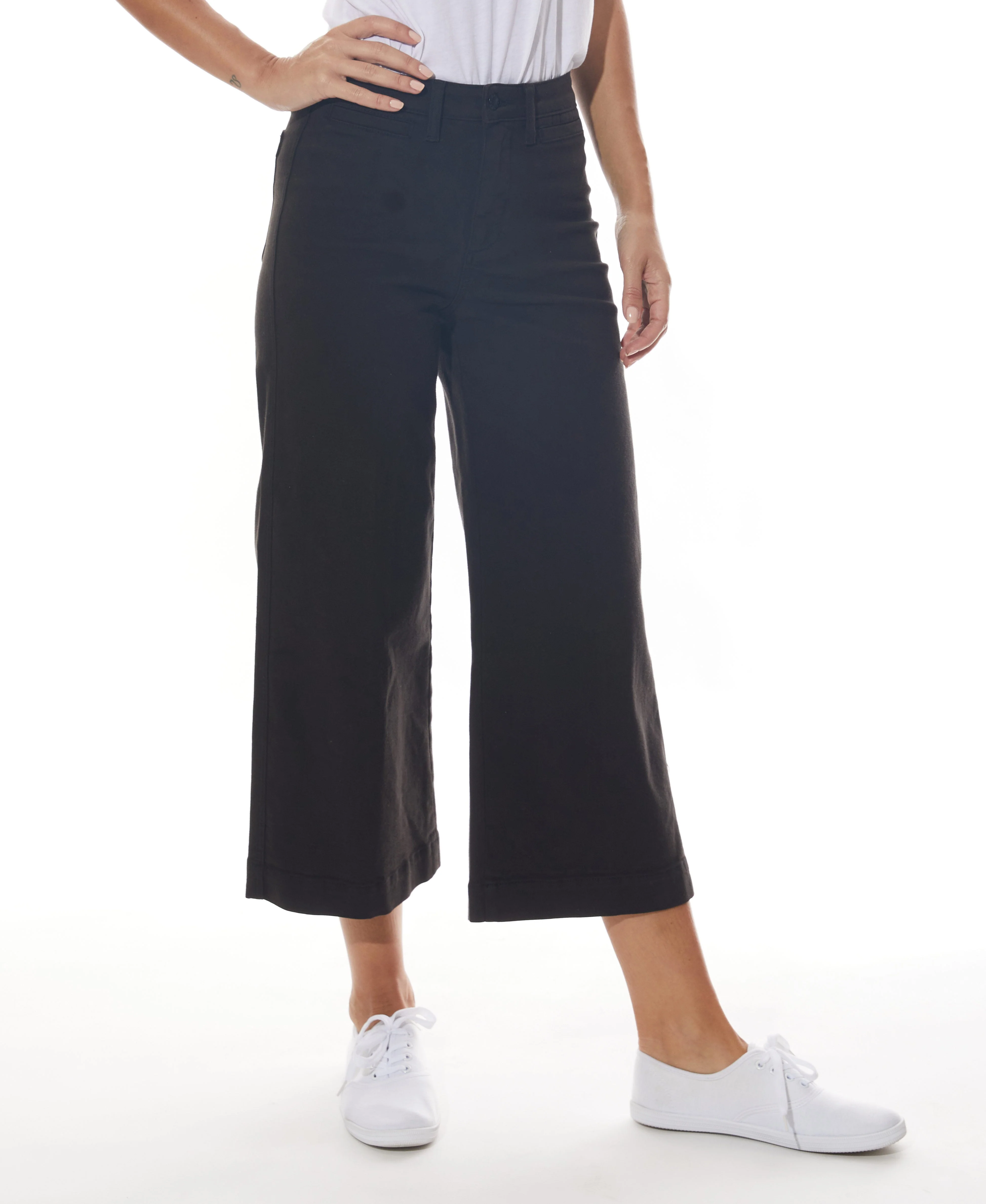 High Rise Crop Trousers with Front Pockets - Image 3