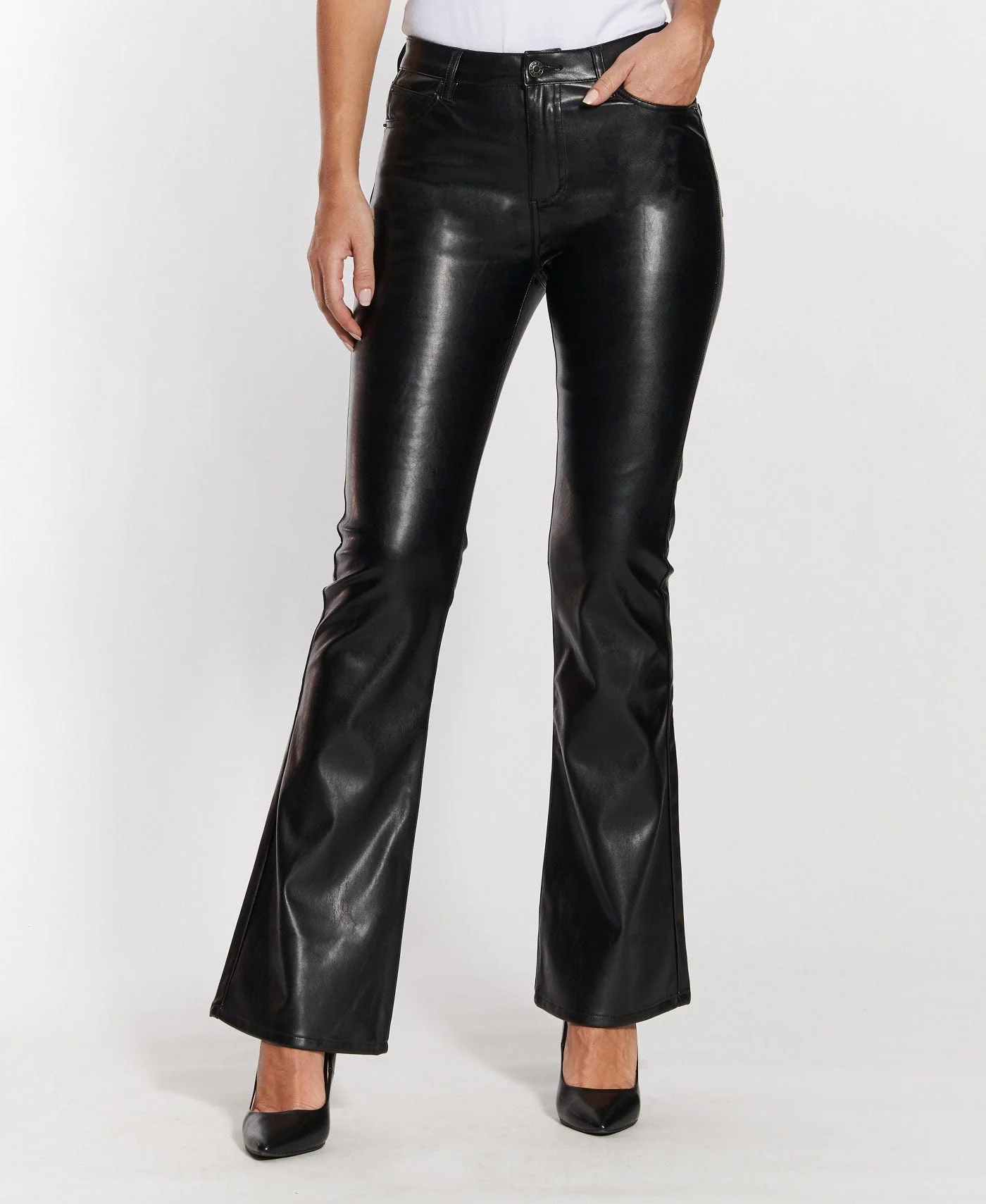 High-Rise Faux Leather Flares - Image 3