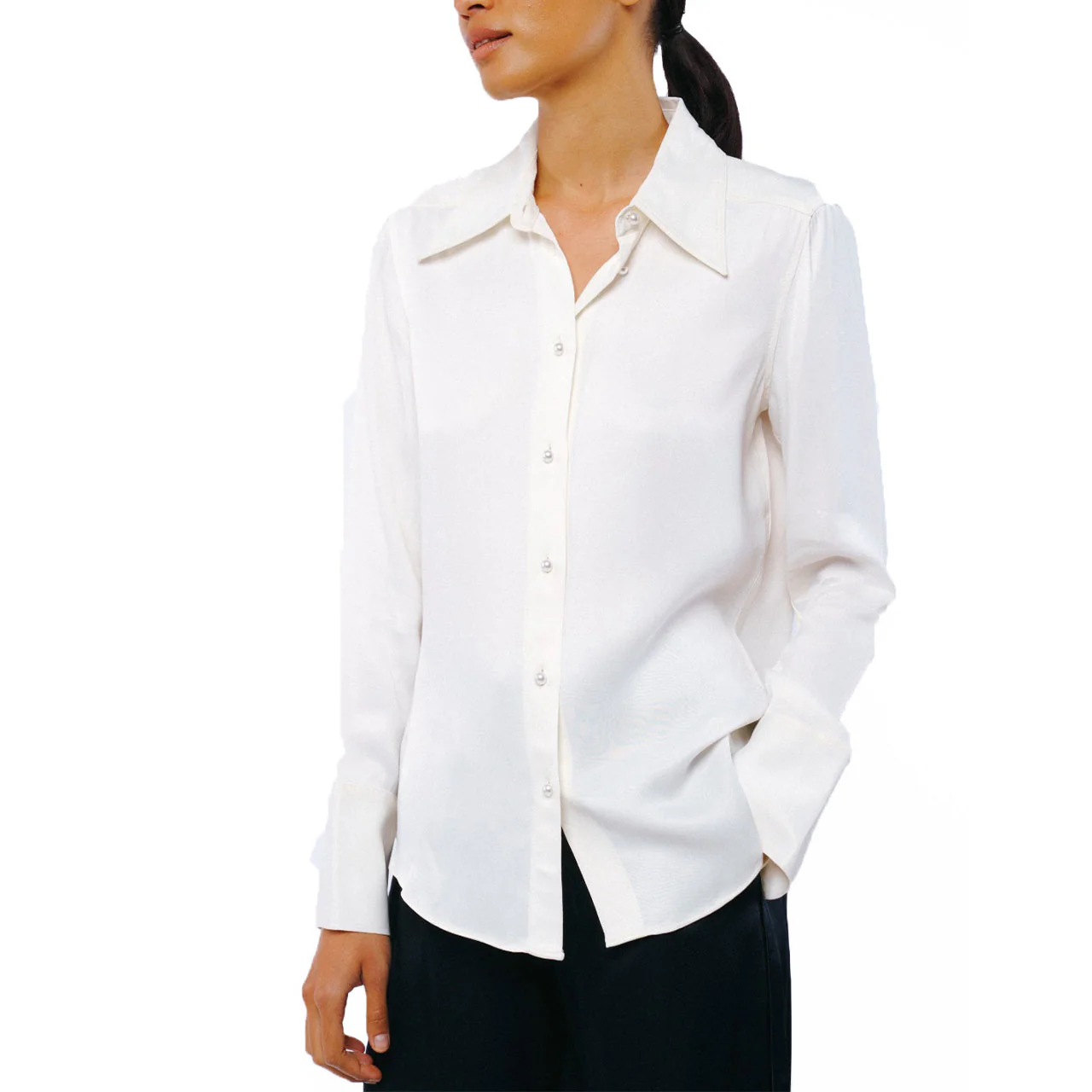 Jacque Collared Button Down Satin Top - Image 2