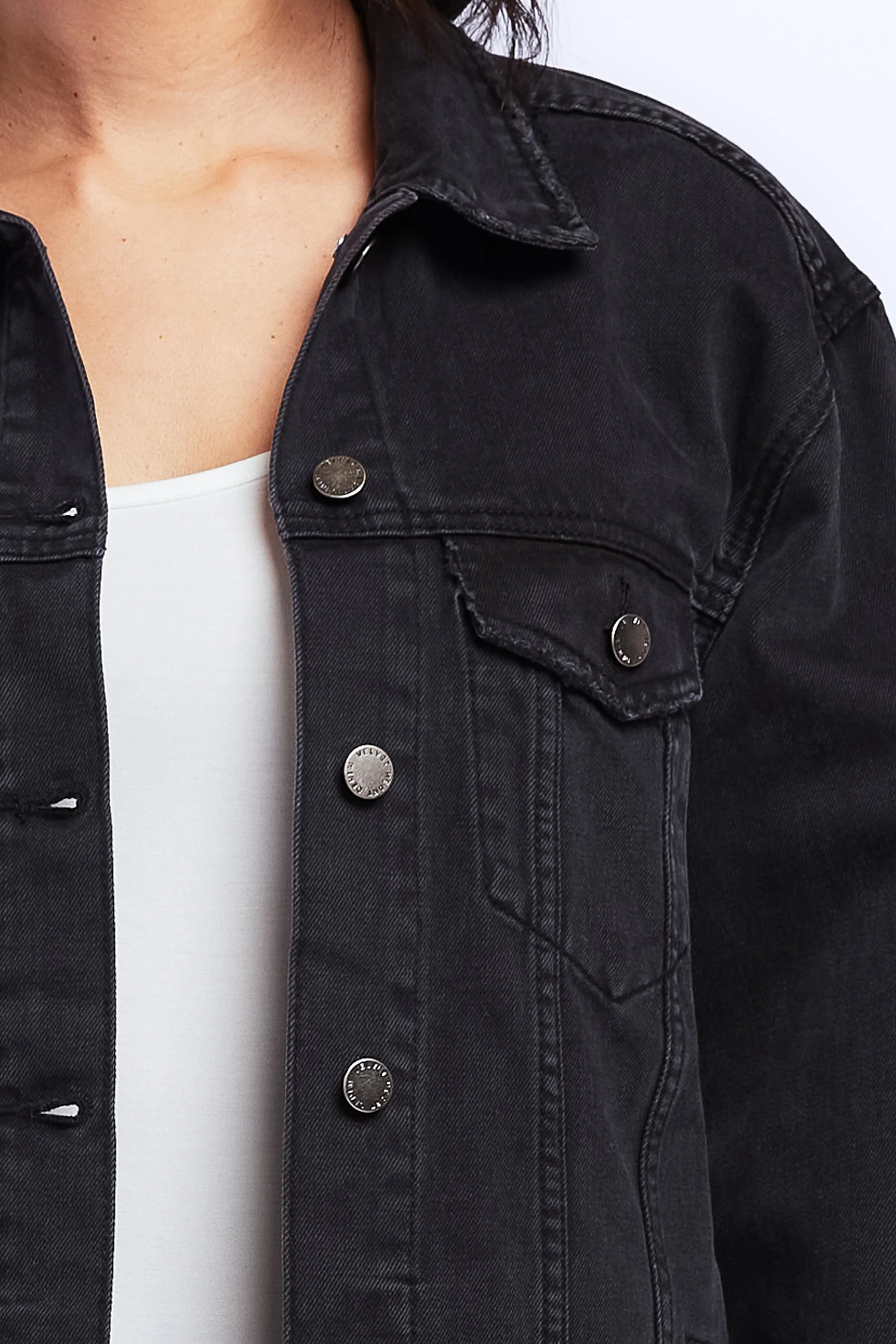 Jimmy Long Sleeve Denim Jacket Raw Hem Details, Side Pockets - Image 3