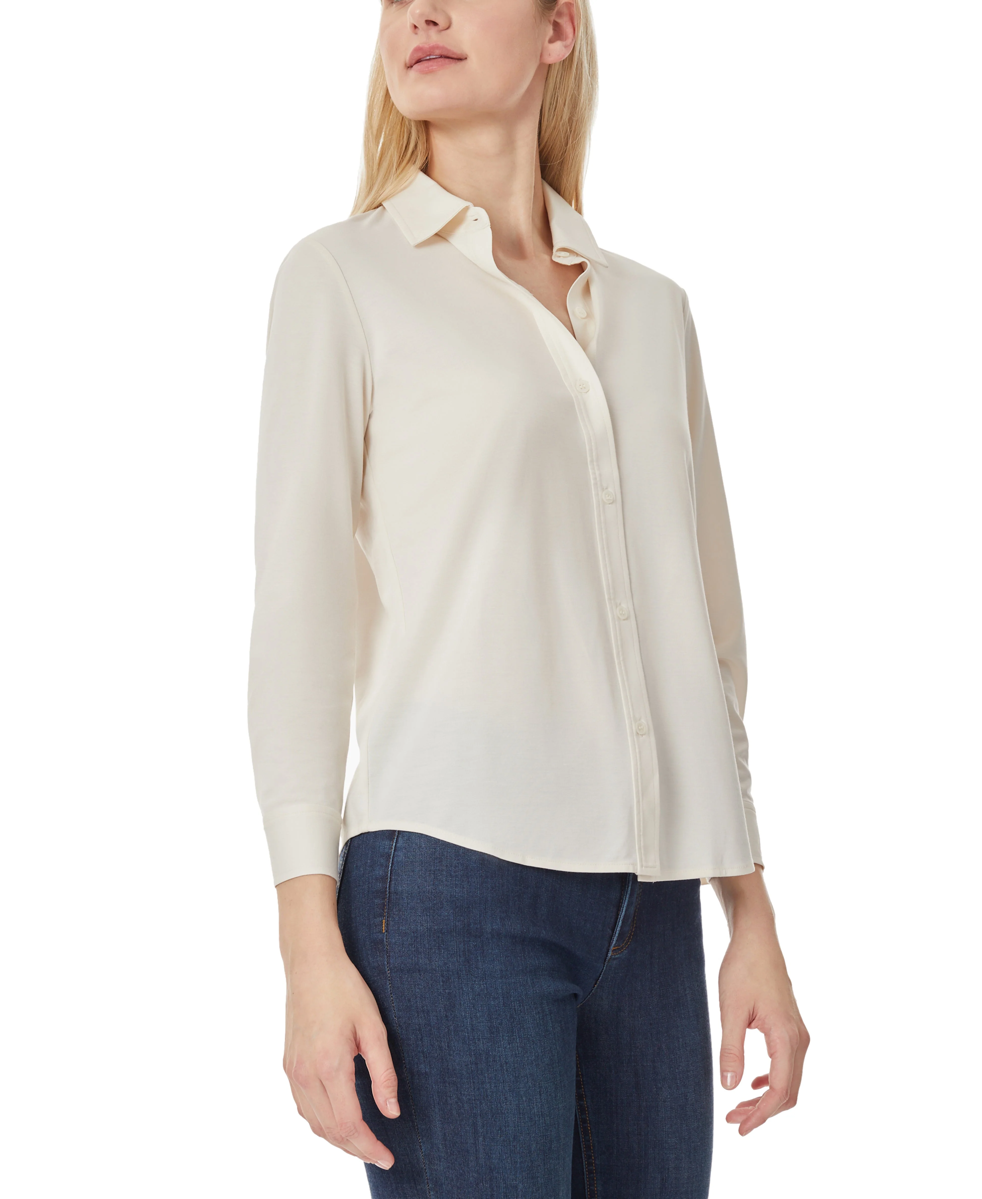 Knit Button Down Long Sleeve Blouse - Image 2