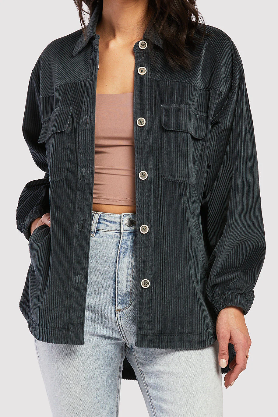 Lance Long Sleeve Novelty Button Down Front Flap Chest Pockets Corduroy Shacket - Image 2