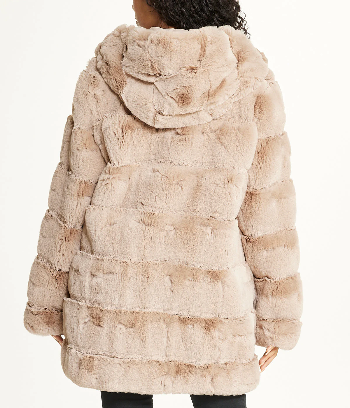 Long Faux Fur With Hood Hazelnut - Image 4