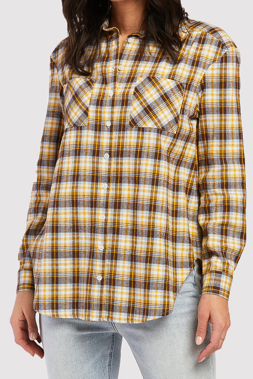 Long Sleeve Button Down Shirt, Chest Patch Pockets Shirred Shoulder Detail - Image 4