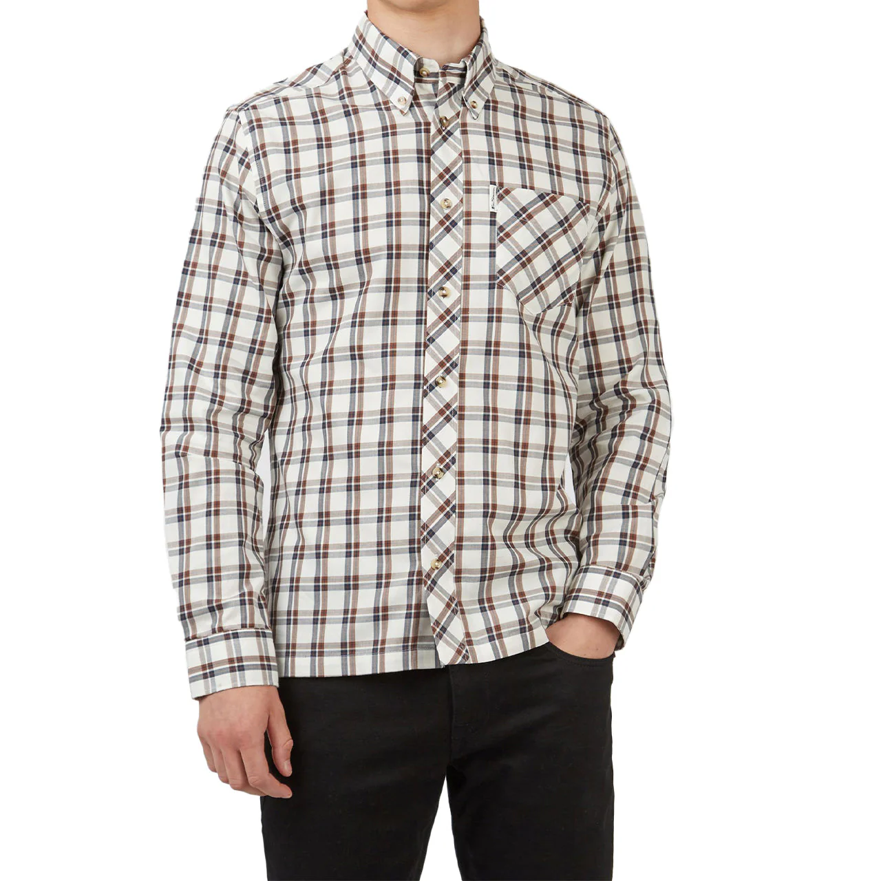 Long Sleeve Grid Check Buttondown Shirt - Image 2