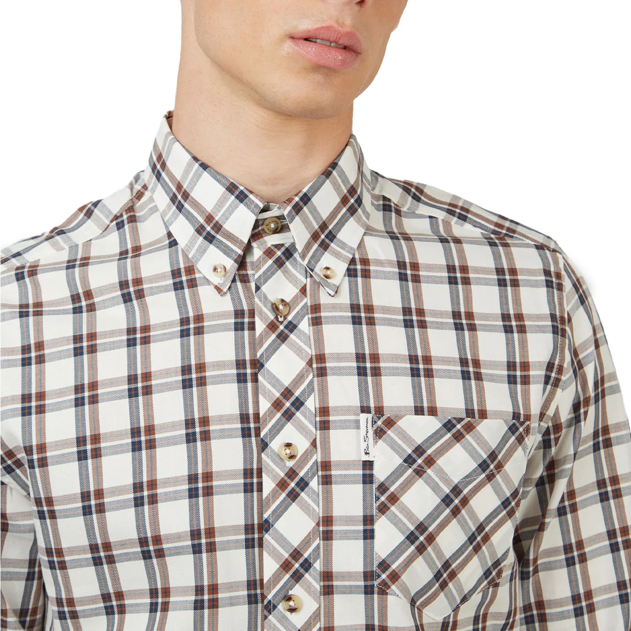 Long Sleeve Grid Check Buttondown Shirt - Image 4
