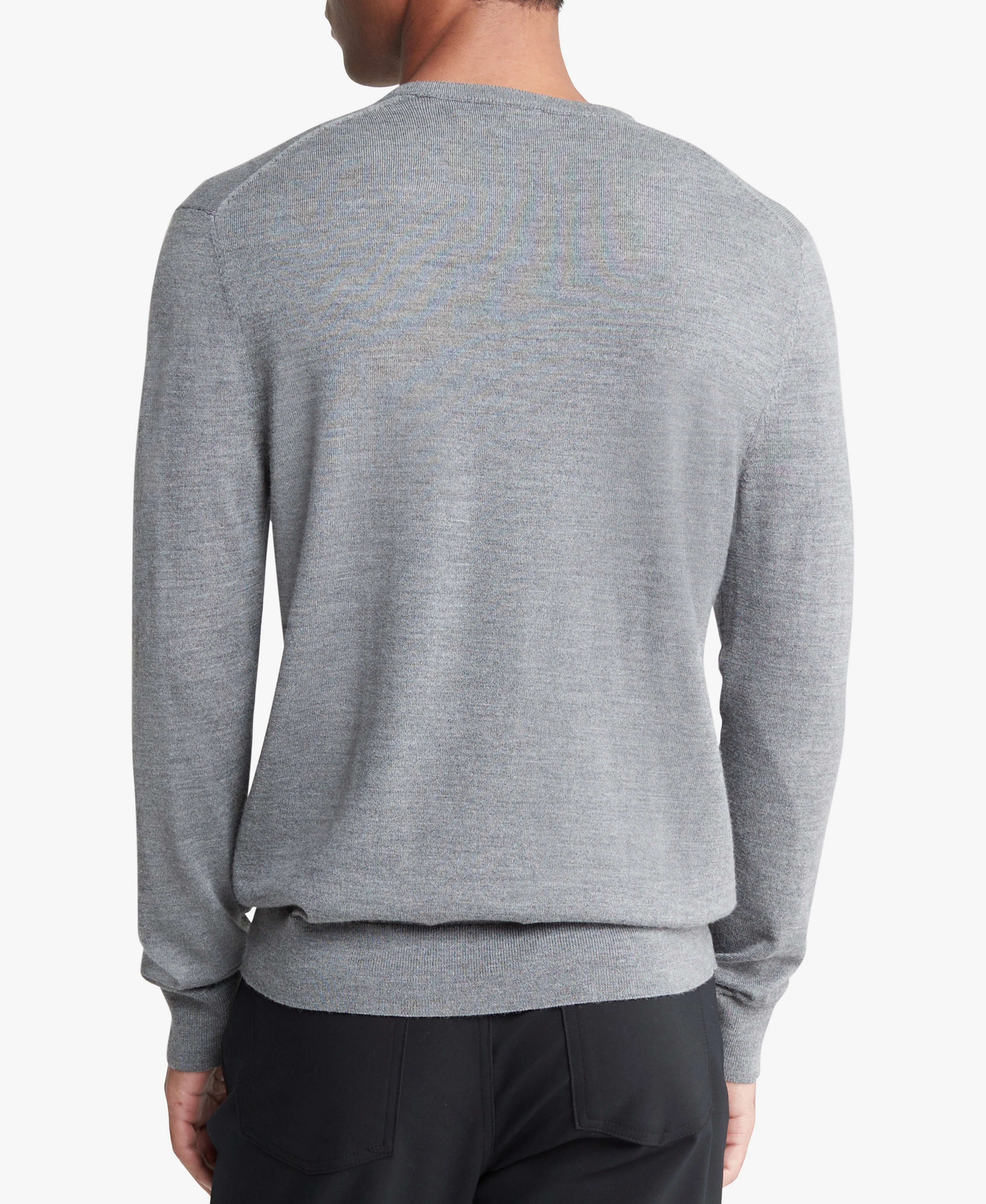 Long Sleeve Solid Extrafine Merino Crew 14Gg Gray - Image 2