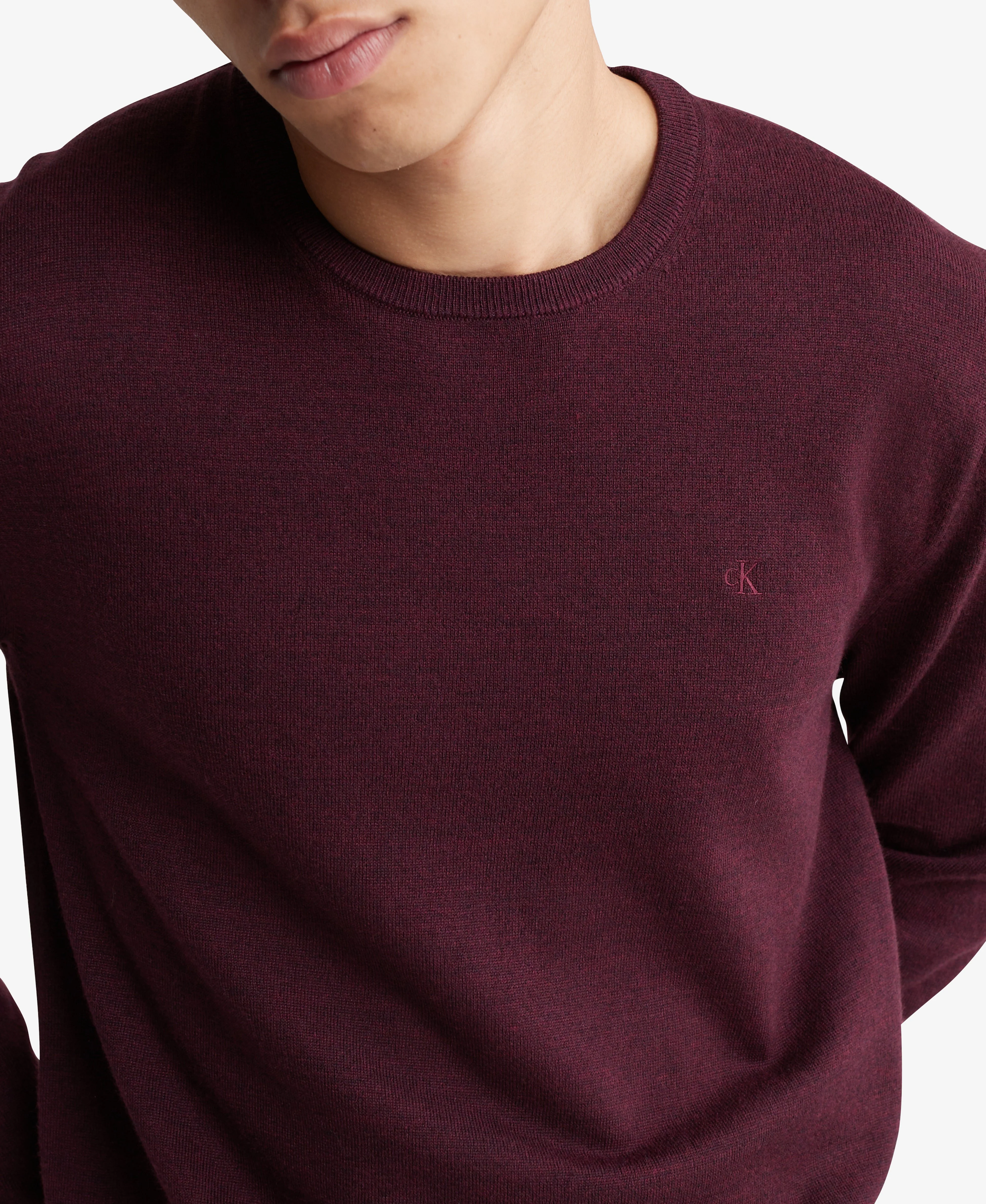 Long Sleeve Solid Extrafine Merino Crew 14Gg Red - Image 3