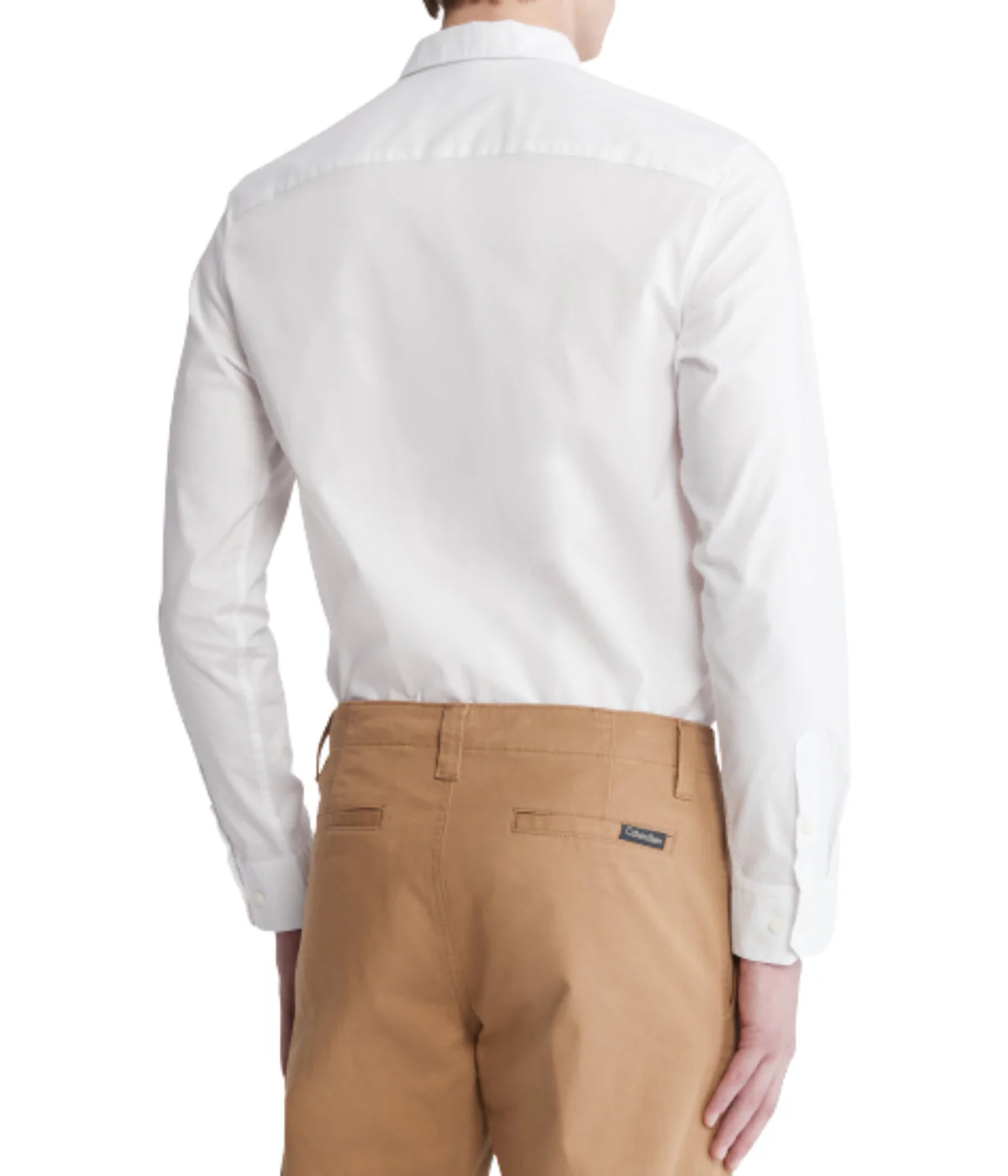 Long Sleeve Solid Stretch Slim Woven Shirt White - Image 2