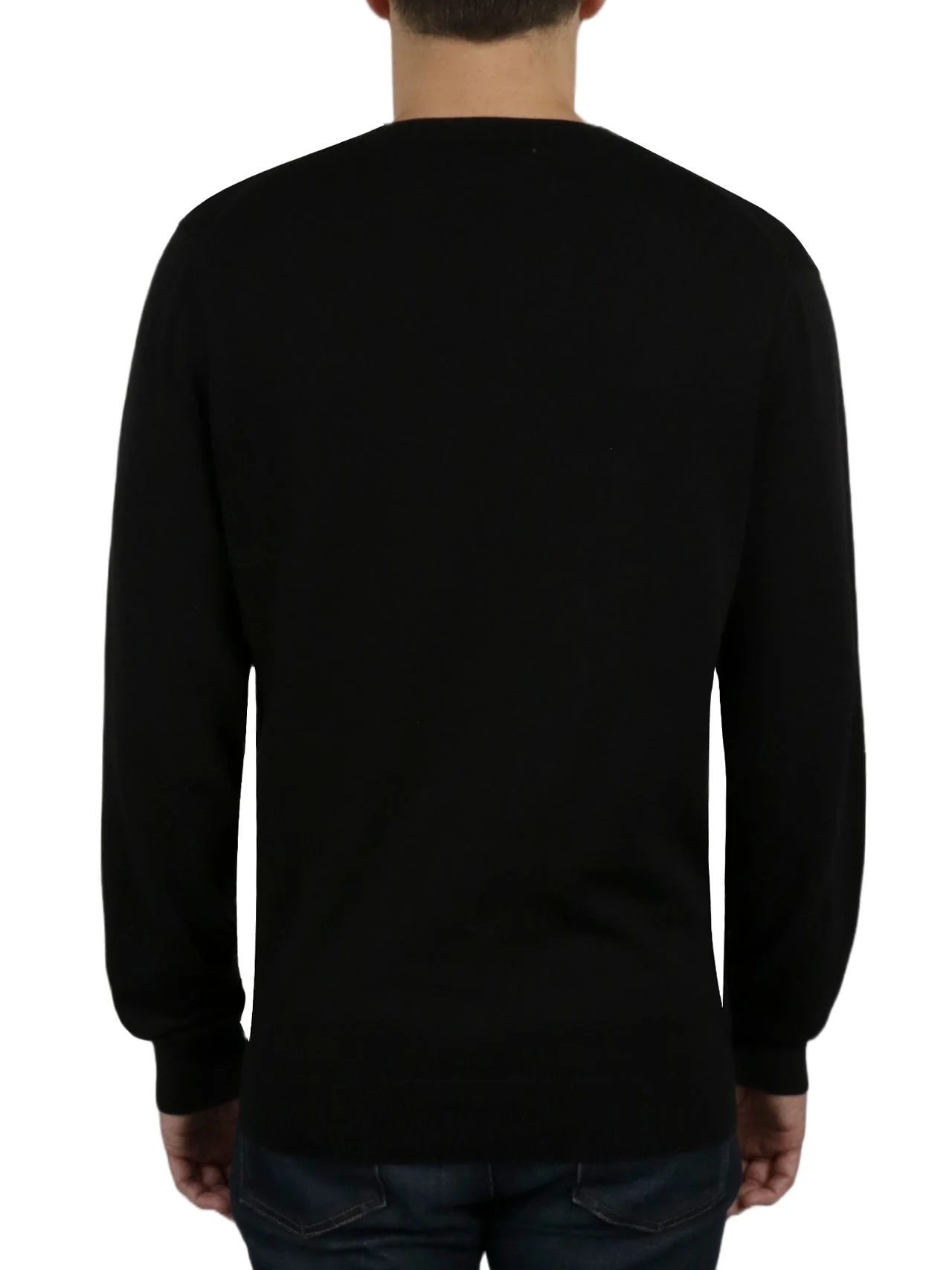 Long Sleeves Logo Supima Crew in Black - Image 2