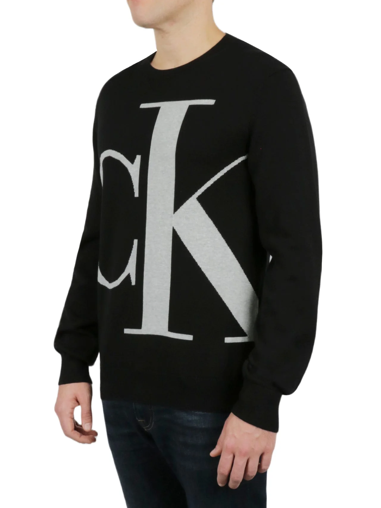 Long Sleeves Logo Supima Crew in Black - Image 3