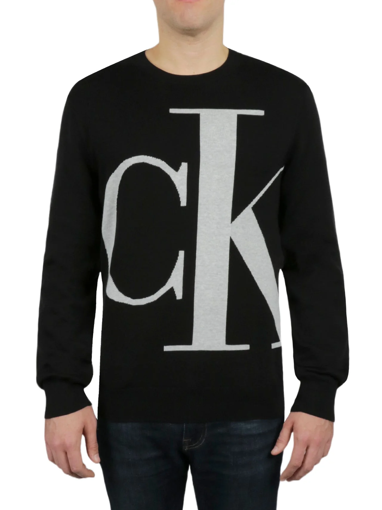 Long Sleeves Logo Supima Crew in Black - Image 4