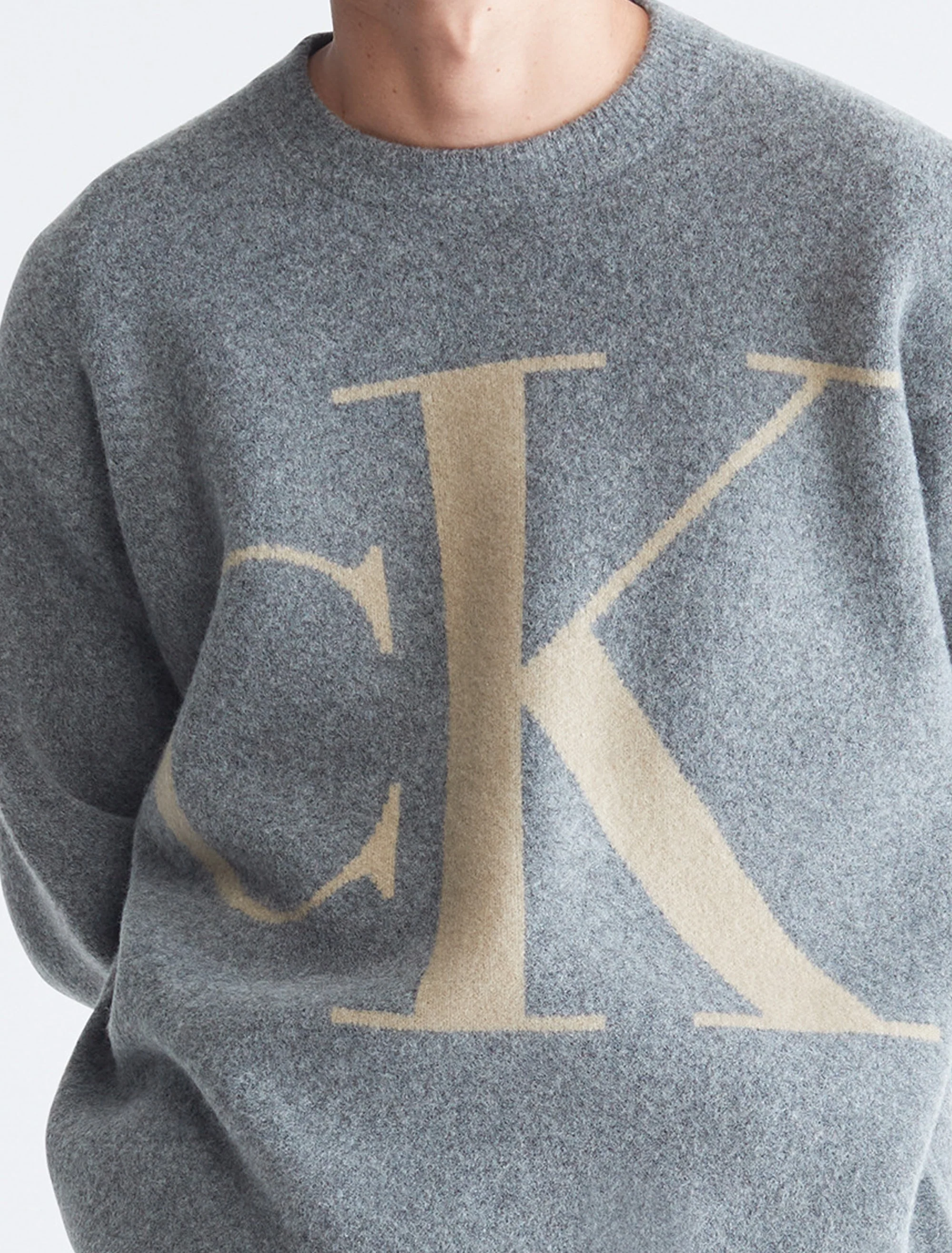 Long Sleeves Mono Jacquard Crew Sweater - Image 2