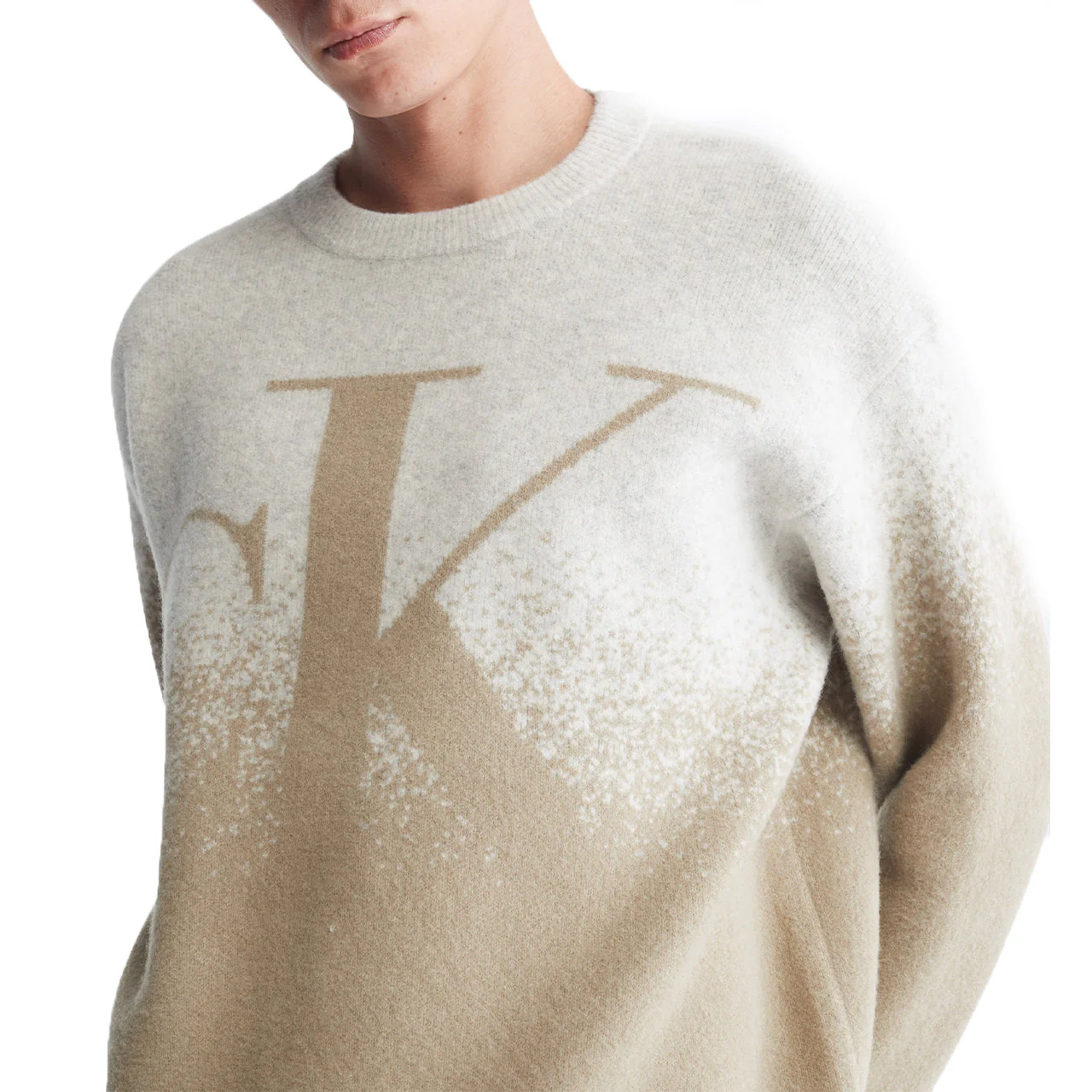Long Sleeves Mono Ombre Jacquard Crew Sweater - Image 3