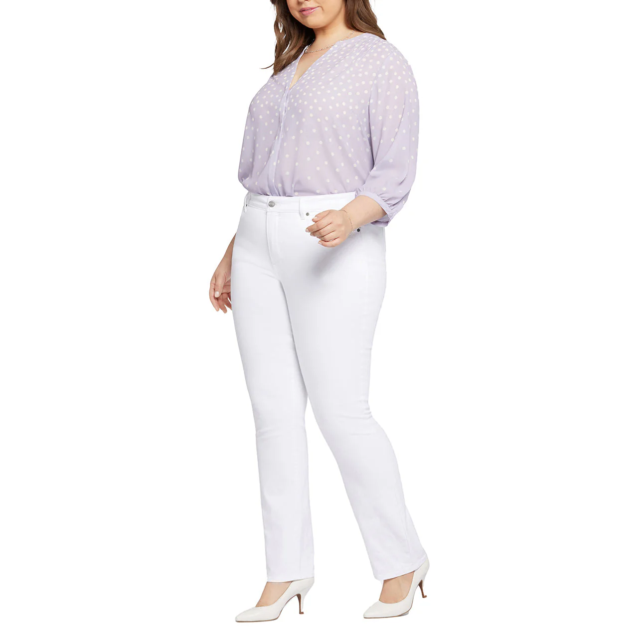 Marilyn Straight Jean in Optic White - Plus - Image 2