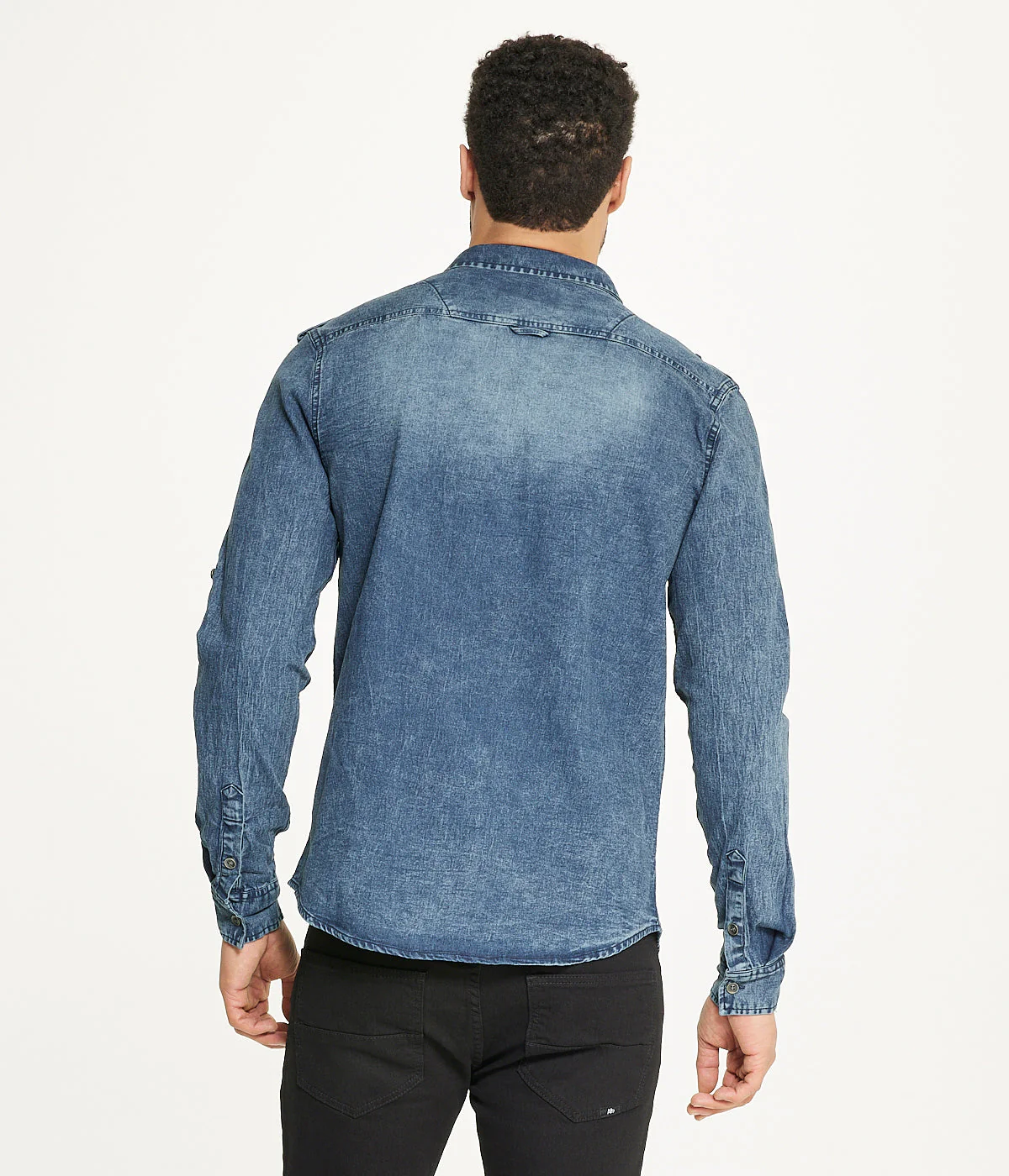 Men's Brooklyn Laundry Long Sleeve Stretch Denim Shirt 2 - Image 2