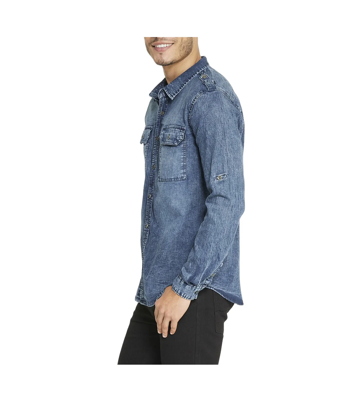 Men's Brooklyn Laundry Long Sleeve Stretch Denim Shirt 3 - Image 3