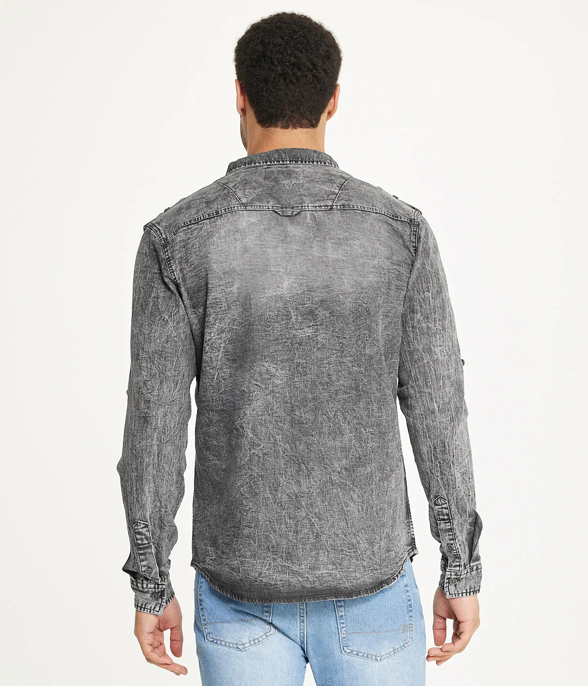 Men's Brooklyn Laundry Long Sleeve Stretch Denim Shirt 4 - Image 2