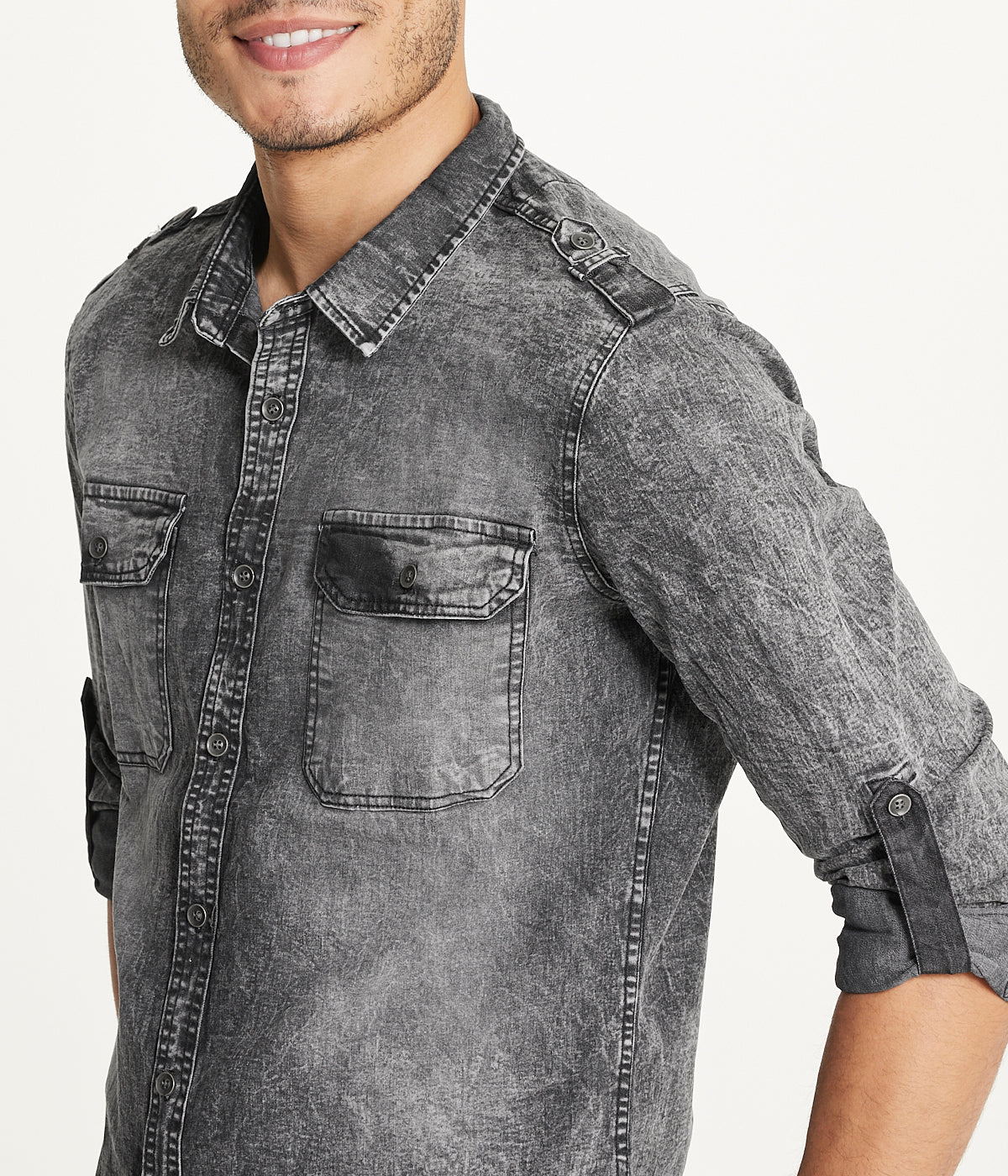 Men's Brooklyn Laundry Long Sleeve Stretch Denim Shirt 4 - Image 4