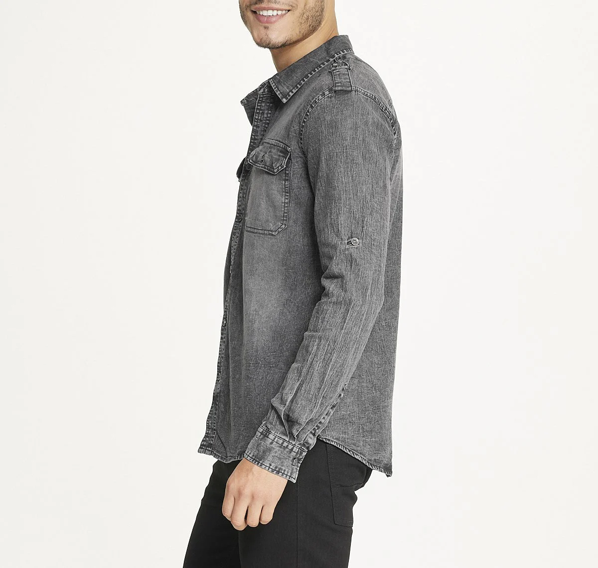 Men's Brooklyn Laundry Long Sleeve Stretch Denim Shirt - Image 3
