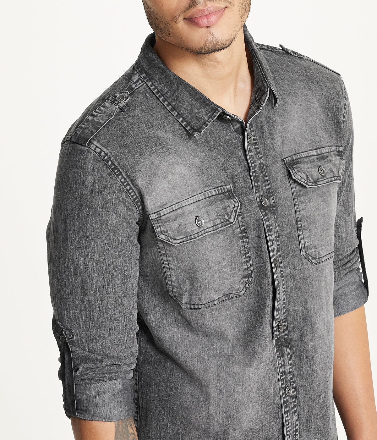 Men's Brooklyn Laundry Long Sleeve Stretch Denim Shirt - Image 4