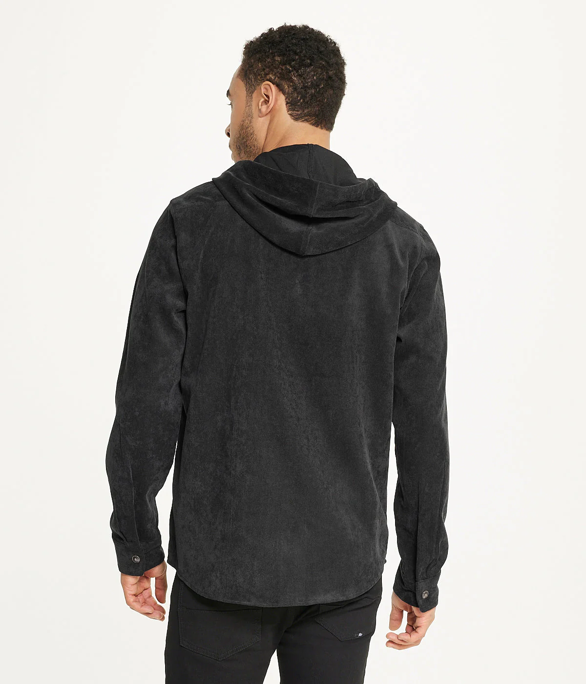 Men's Long Sleeve Corduroy Hooded Shirt Jacket - Image 2