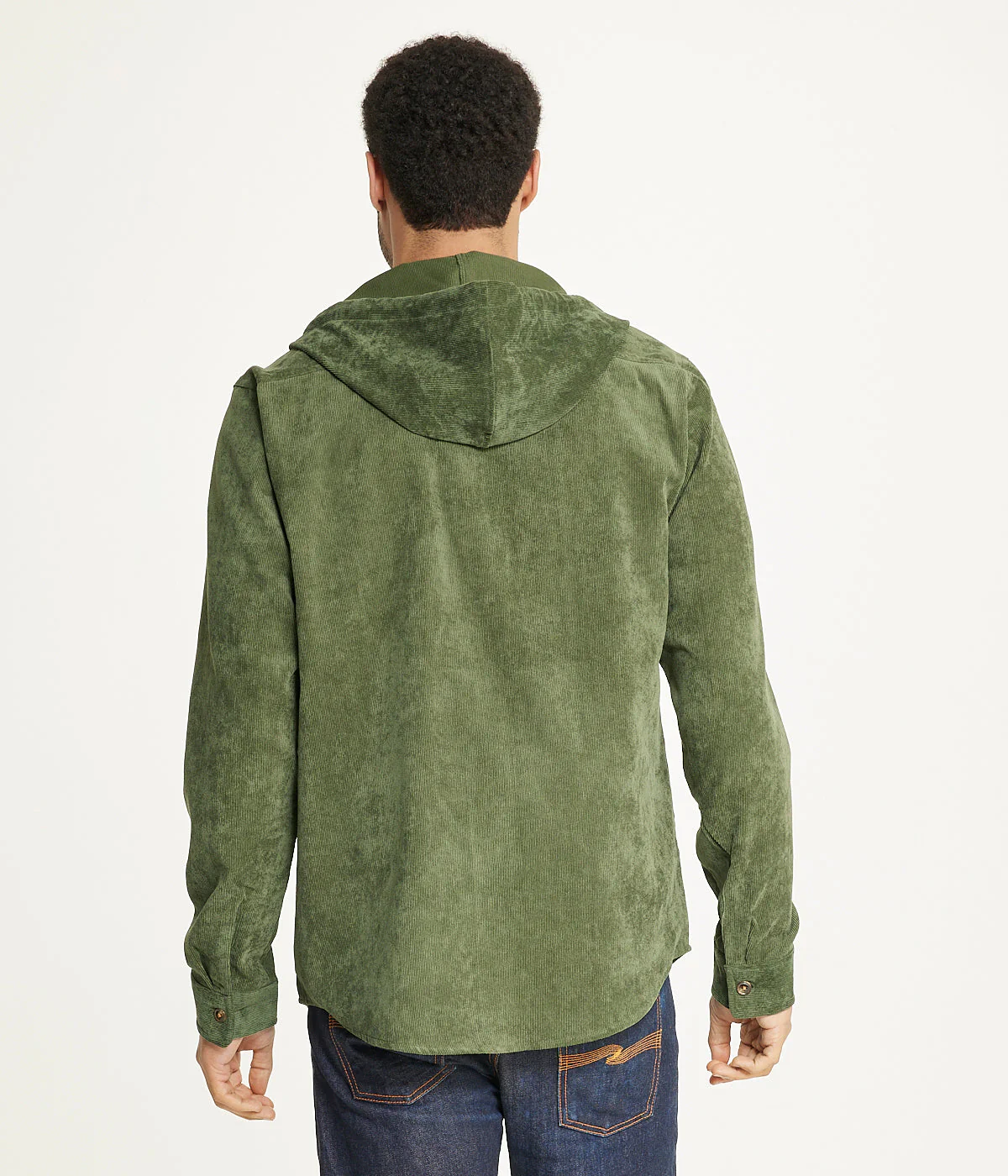 Men's Long Sleeve Corduroy Hooded Shirt Jacket - Image 2