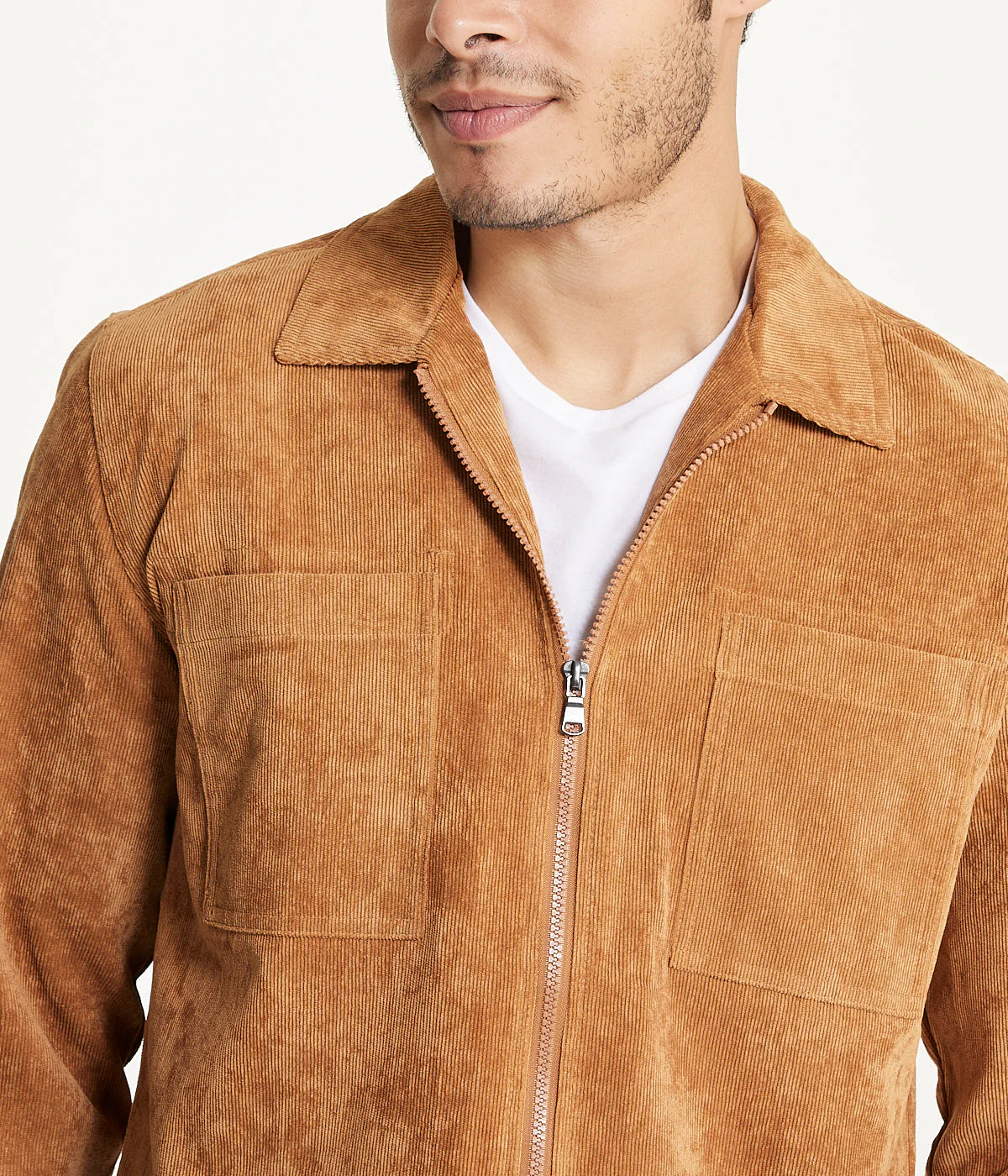 Men's Long Sleeve Corduroy Shirt Jacket (Zip Front) - Image 2