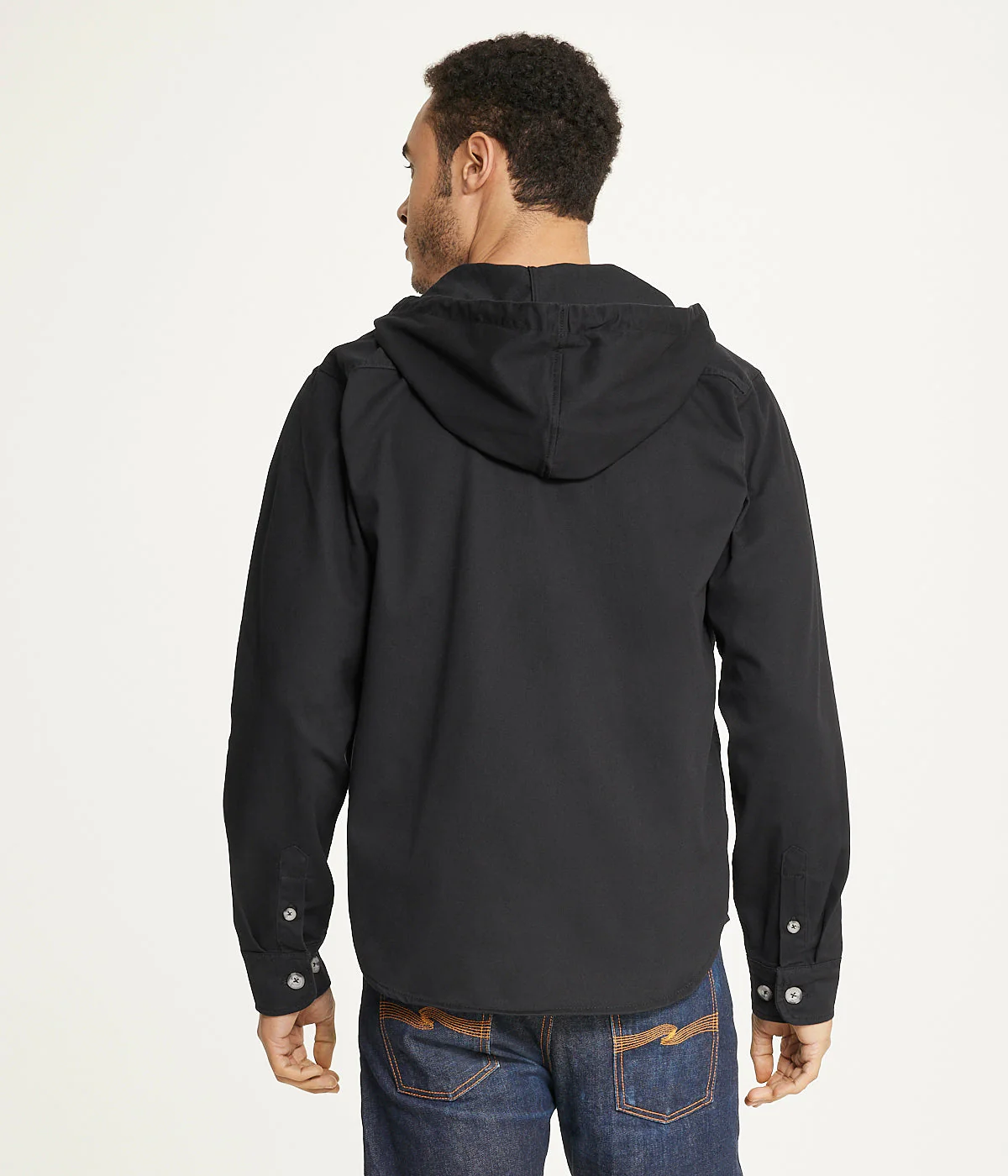 Men's Long Sleeve Hooded Shirt Jacket: Stretch Twill - Image 2