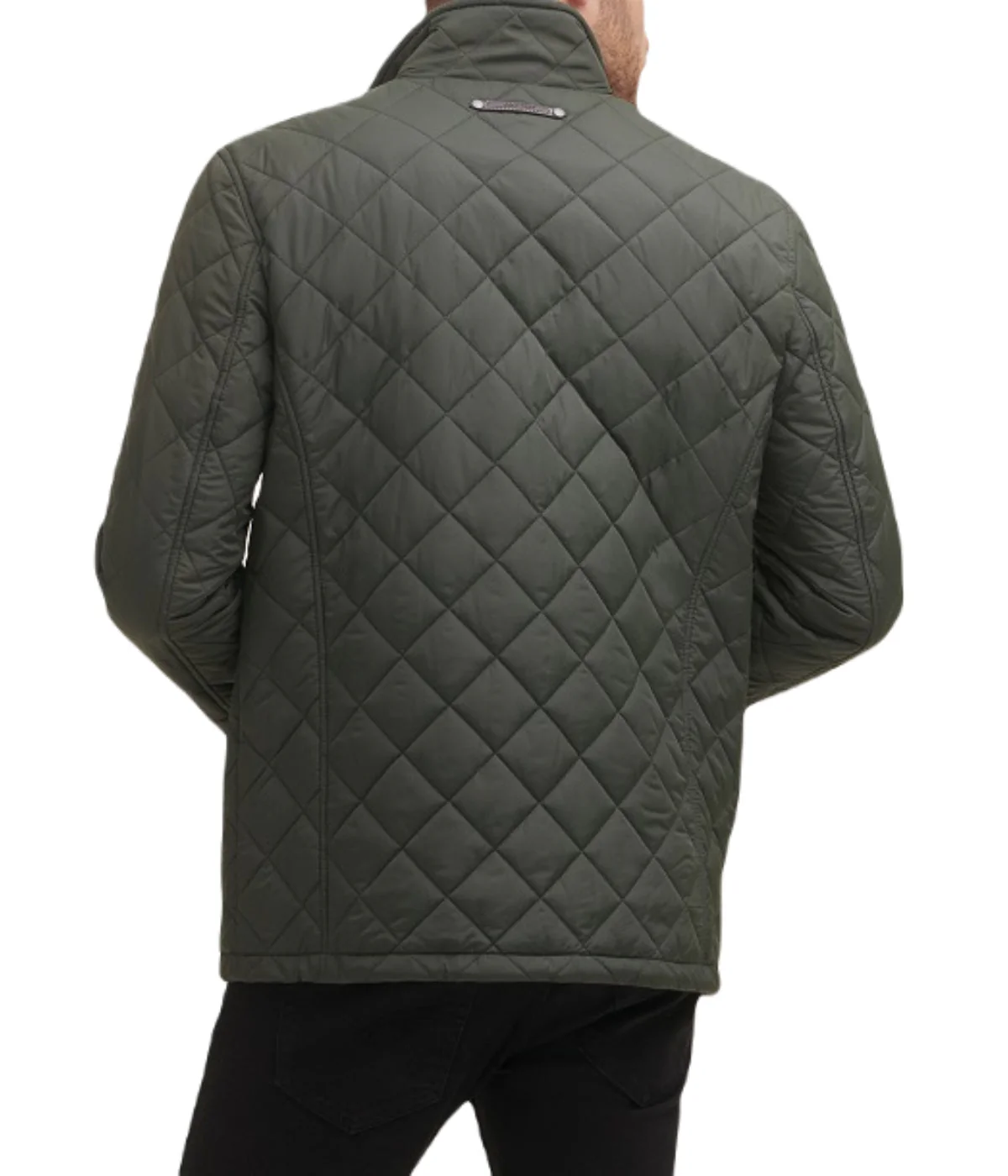 Mens Quilted Barn Coat Dark Green - Image 2