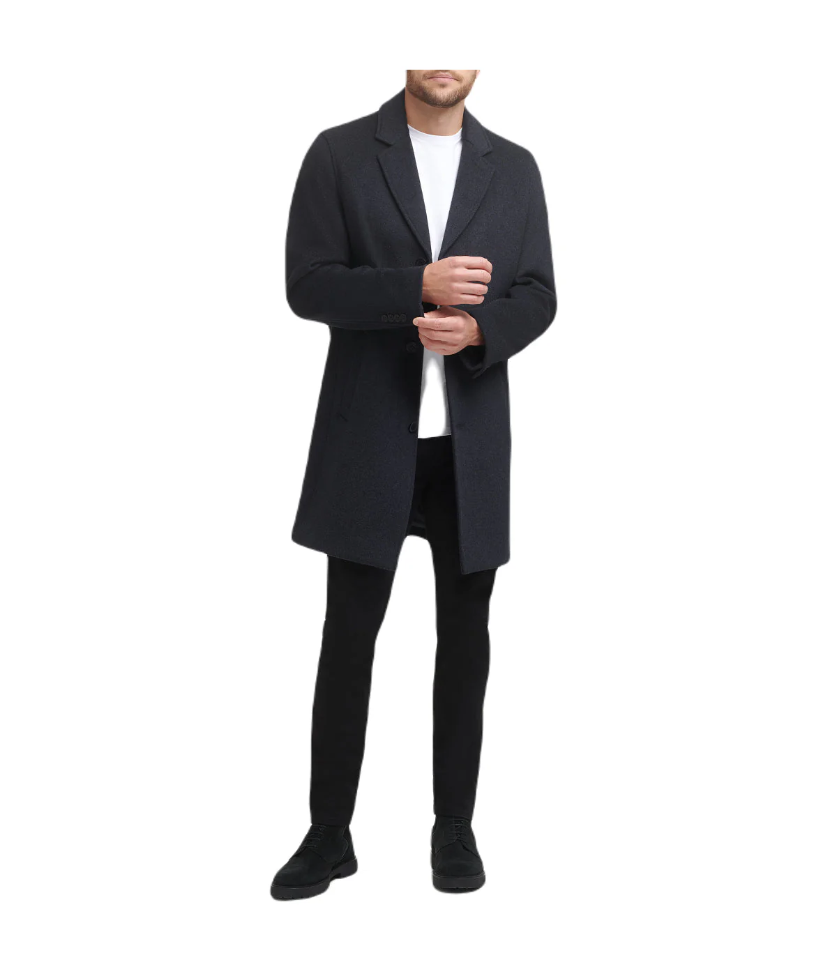 Mens Wool Coat Dark Heather Grey - Image 3