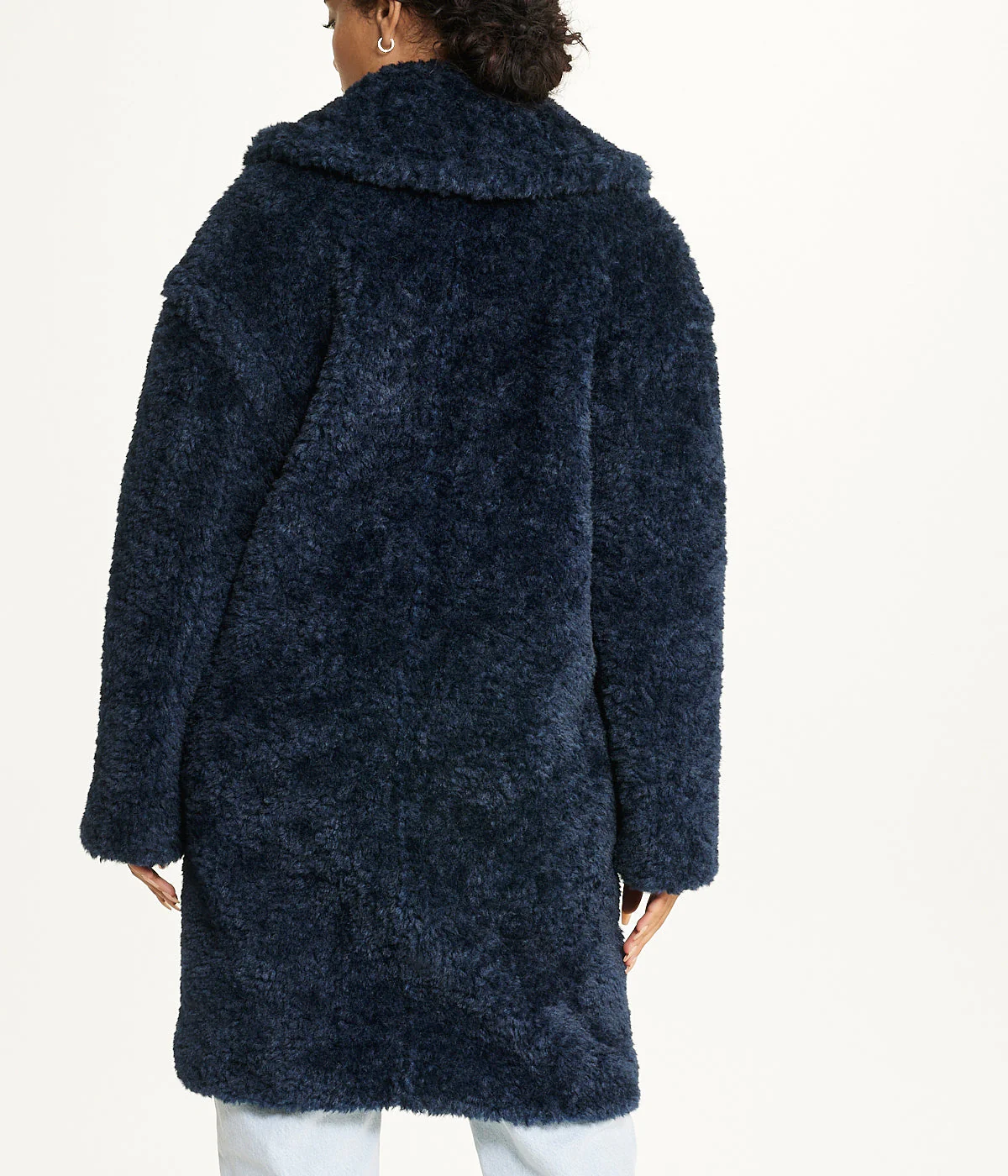 Notch Collar Curly Teddy Double Breasted Coat Sapphire - Image 2