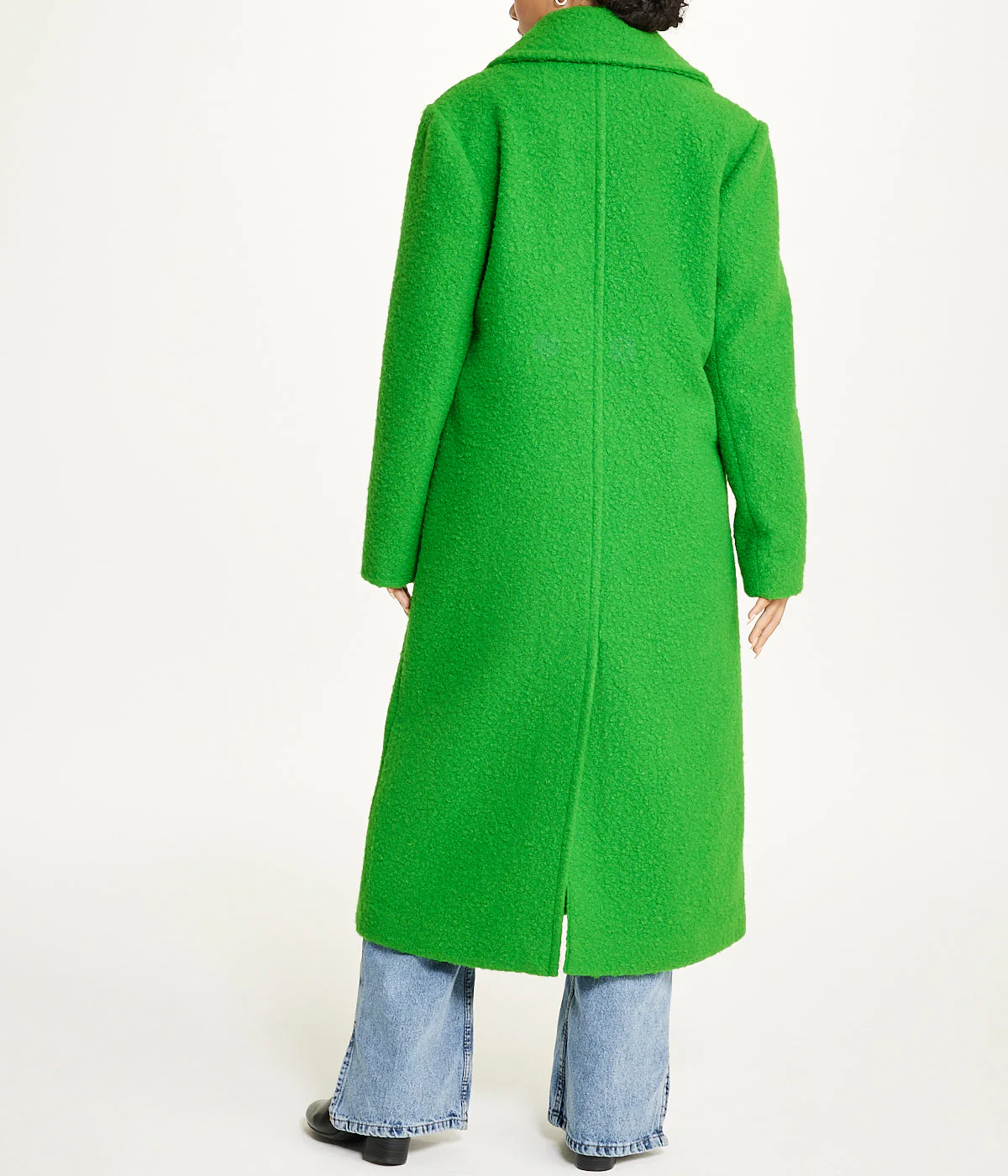 Notch Collar Double Breasted Boucle Coat Kelly Green - Image 2