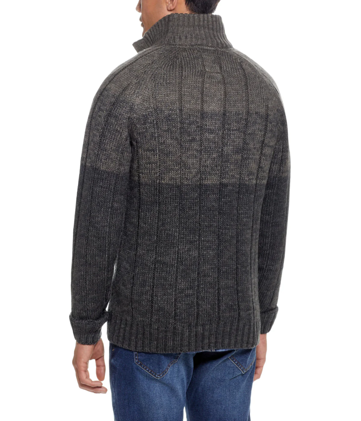 Ombre Cable Button Mock Neck Sweater Camouflage Marl - Image 2